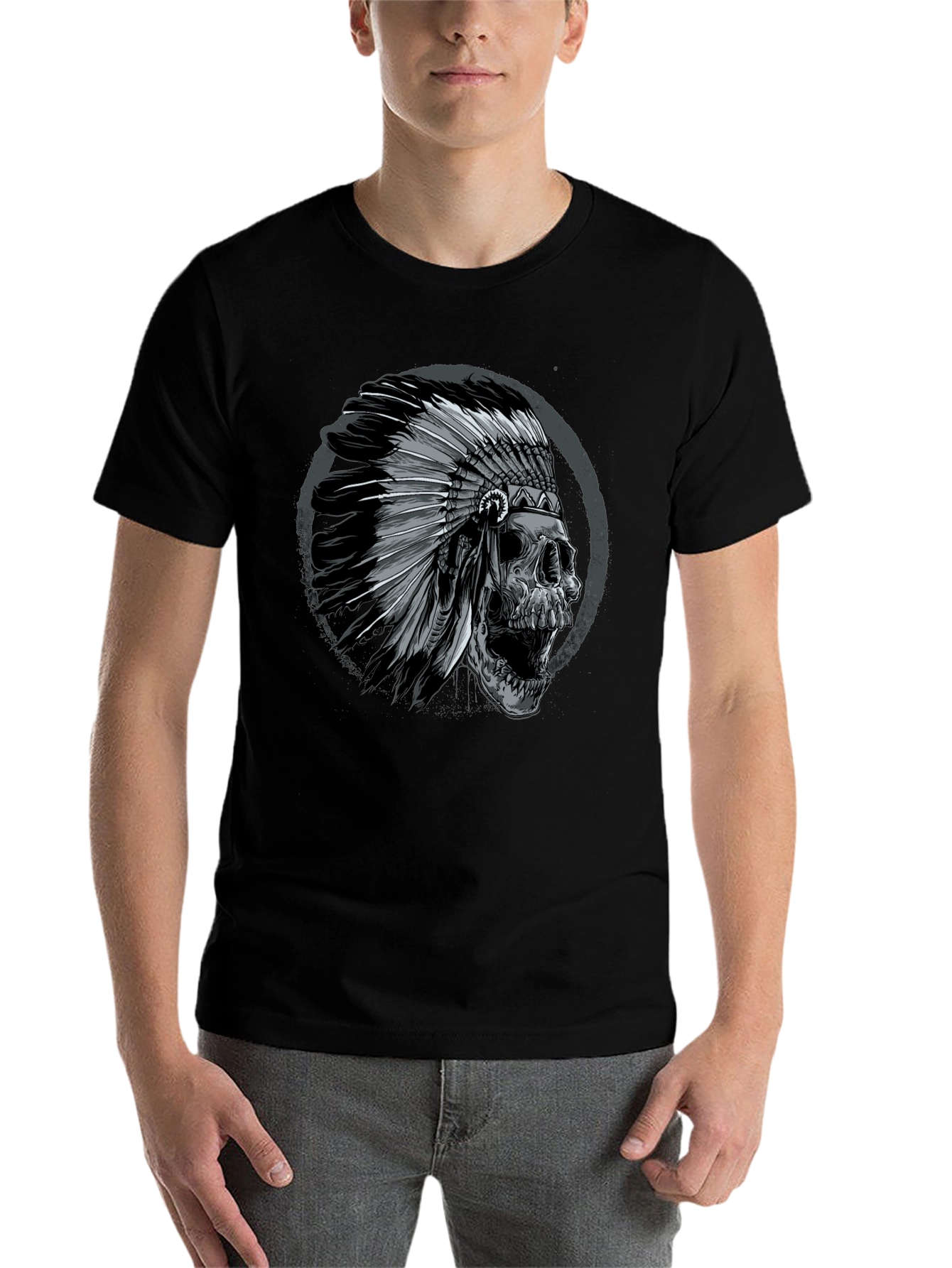 Black Skull Chief T-Shirt - Edgy Graphic Tee for Men view 7