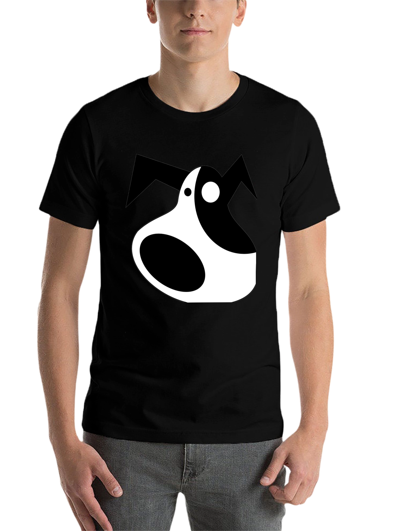 Black Abstract Dog Graphic Tee - Black Unisex T-Shirt view 7