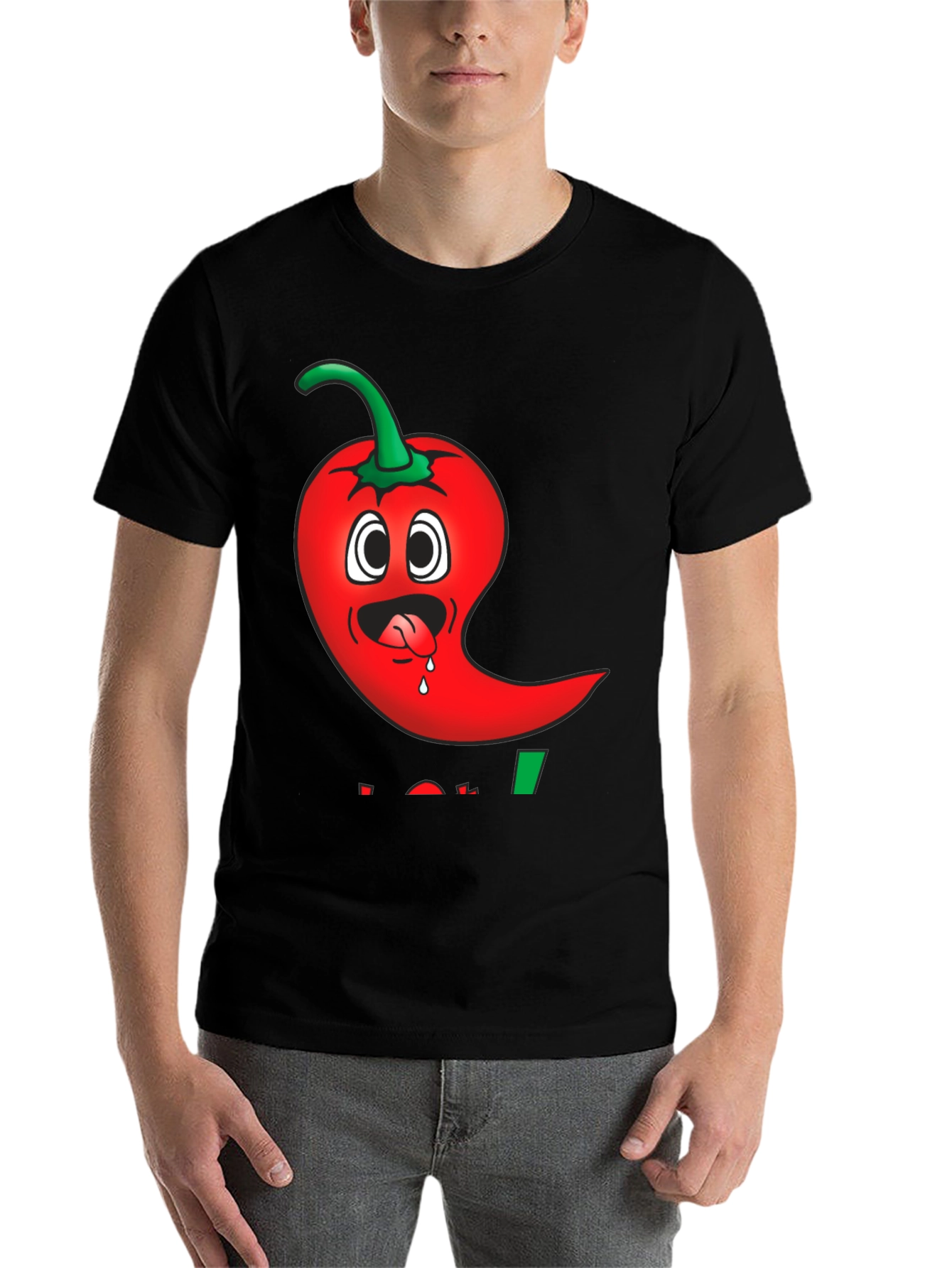 Black Spicy Pepper Cartoon Graphic Tee - Black view 7