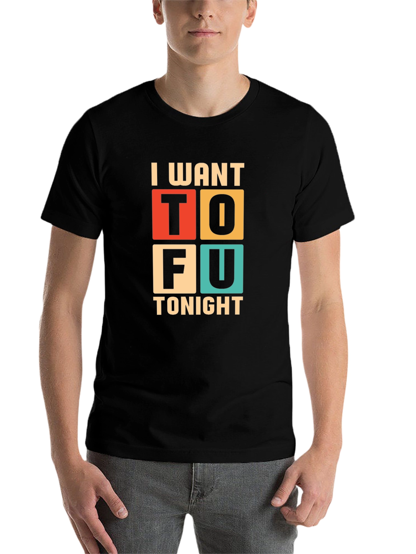 Black I Want Tofu Tonight Graphic Tee - Trendy Vegan Style view 7