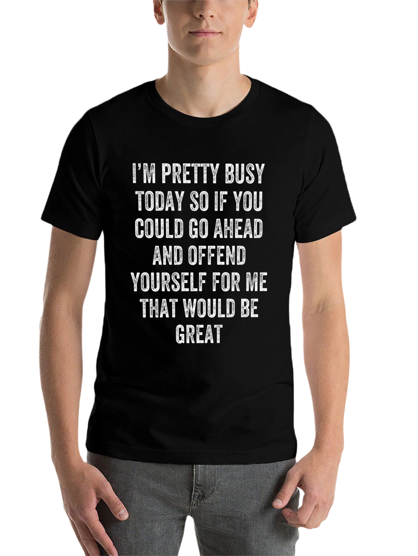 Black Funny Graphic Tee: Offend Yourself For Me view 7