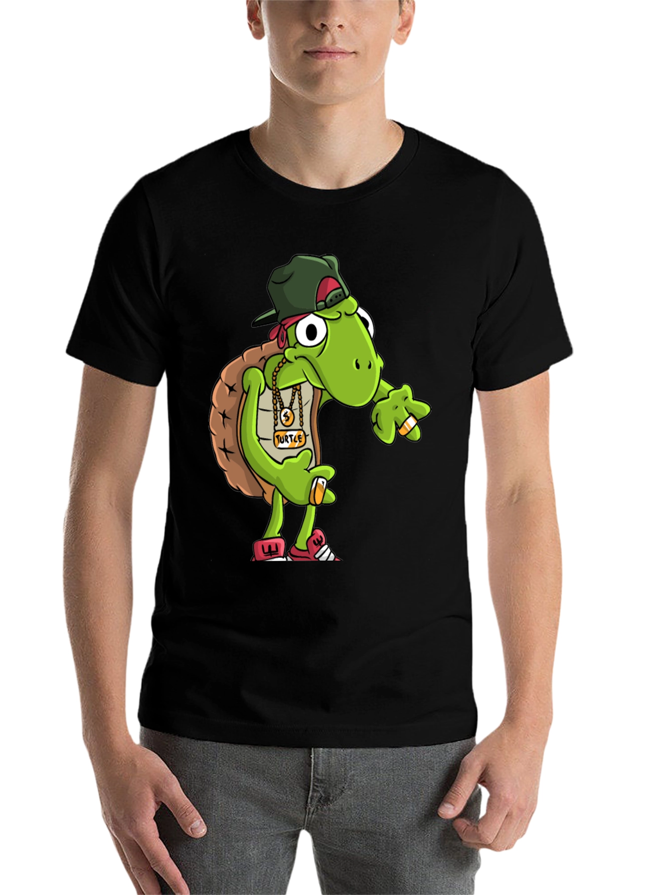 Black Gangster Turtle Graphic Tee view 7
