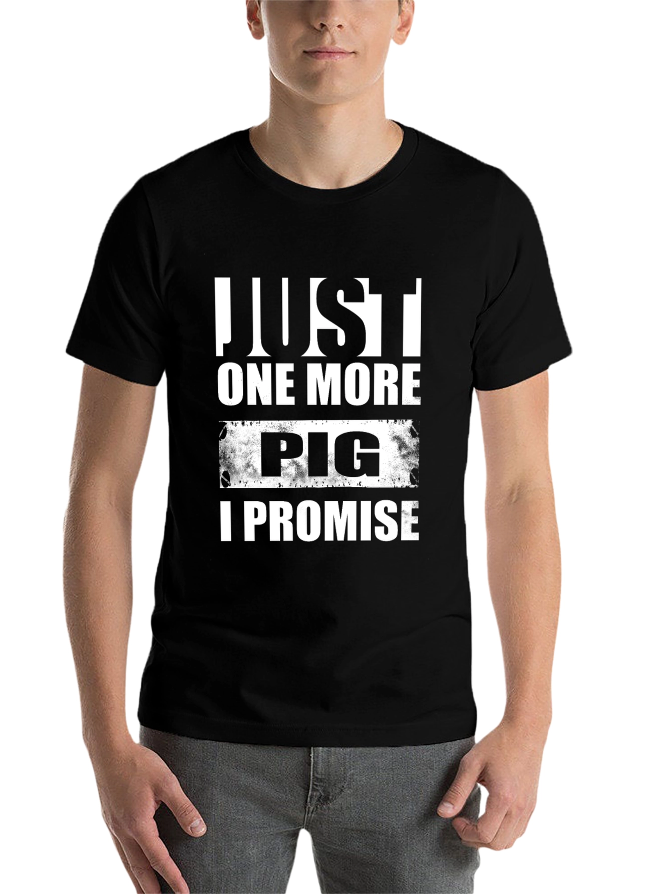 Black Just One More Pig T-Shirt view 7