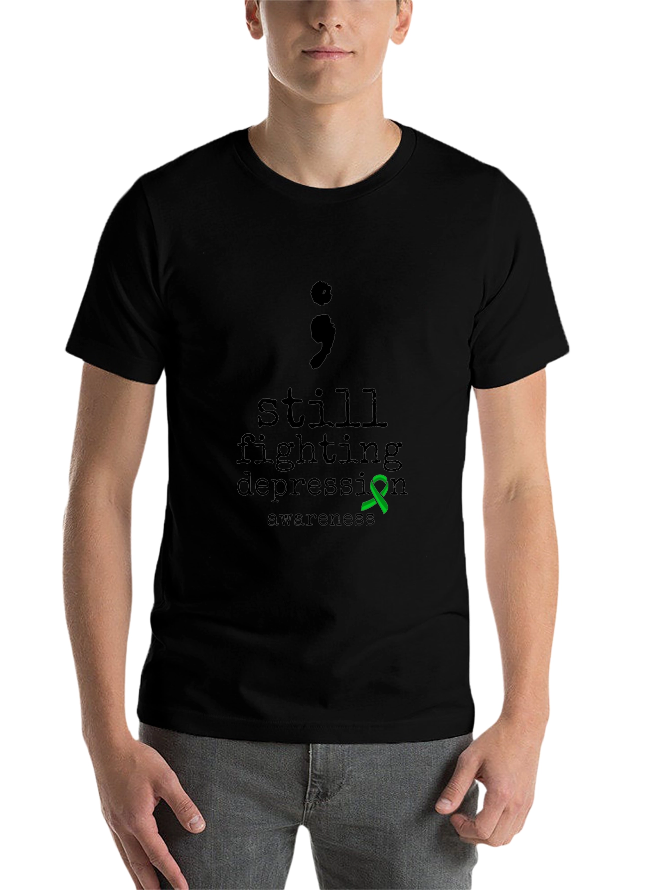 Black Still Fighting Depression Awareness T-Shirt view 7