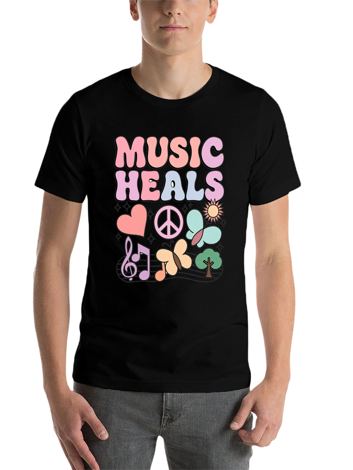 Black Music Heals Graphic T-Shirt - Casual Comfort view 7