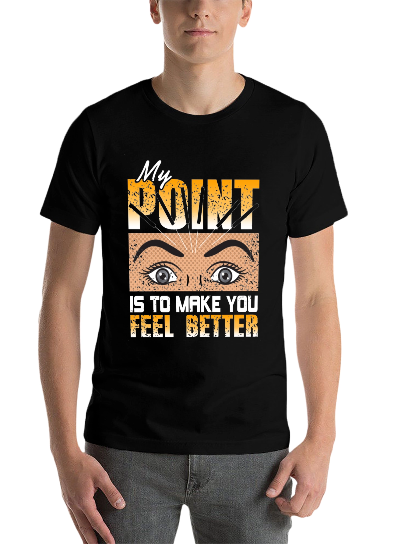 Black Acupuncture Pun T-Shirt: My Point Is To Make You Feel Better view 7