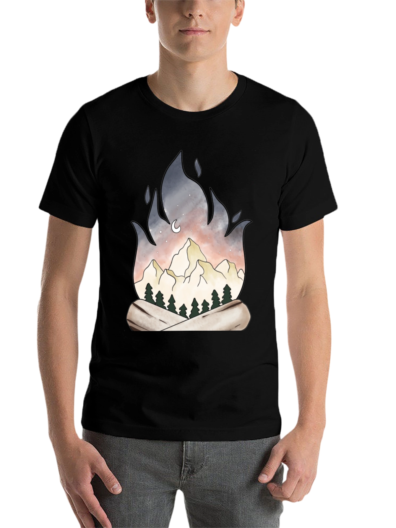 Black Mountain Campfire Graphic Tee - Black view 7