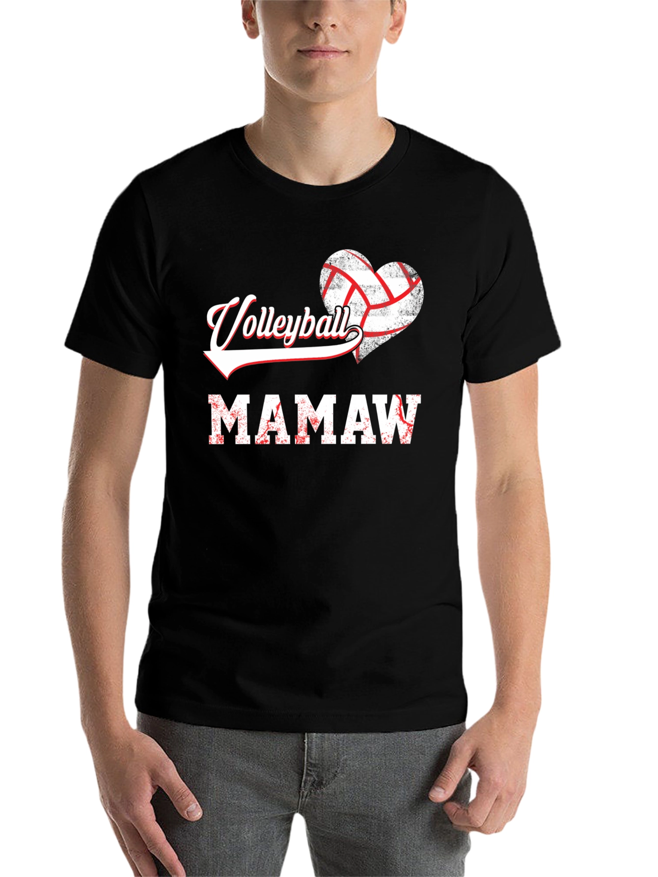 Black Volleyball Mamaw Heart Graphic Tee view 7