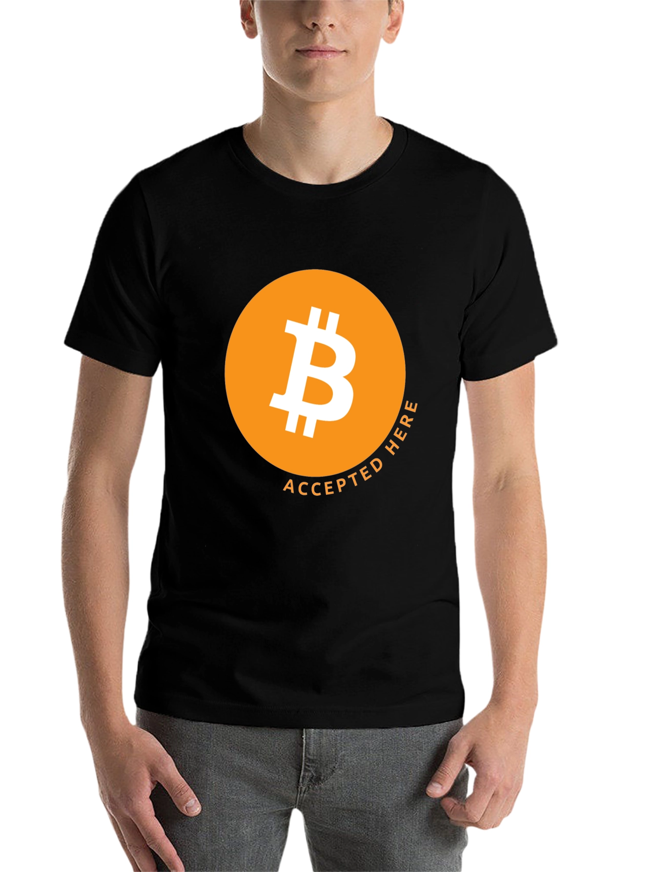 Black Bitcoin Accepted Here T-Shirt view 7