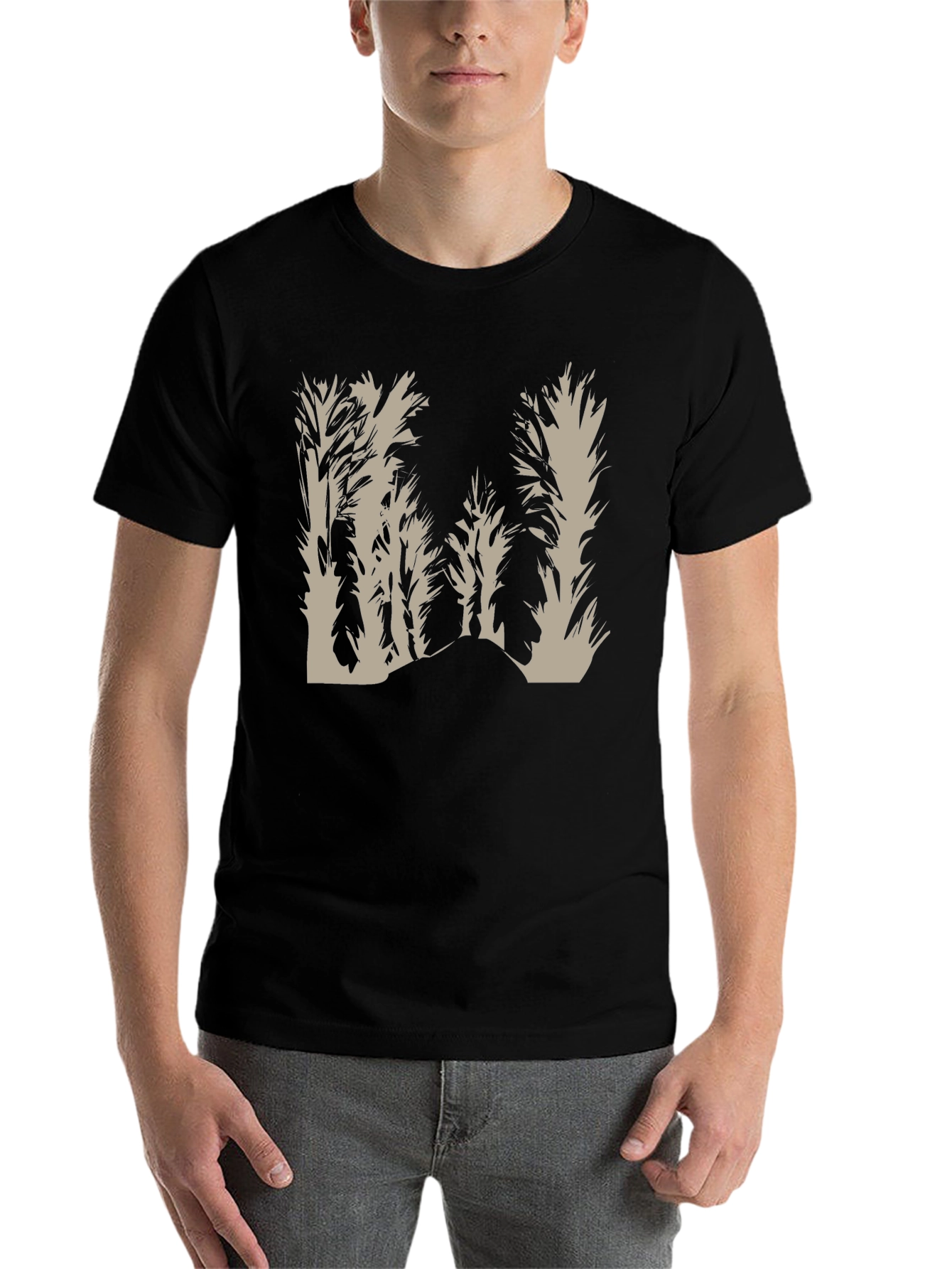 Black Nature Graphic Black T-Shirt view 7