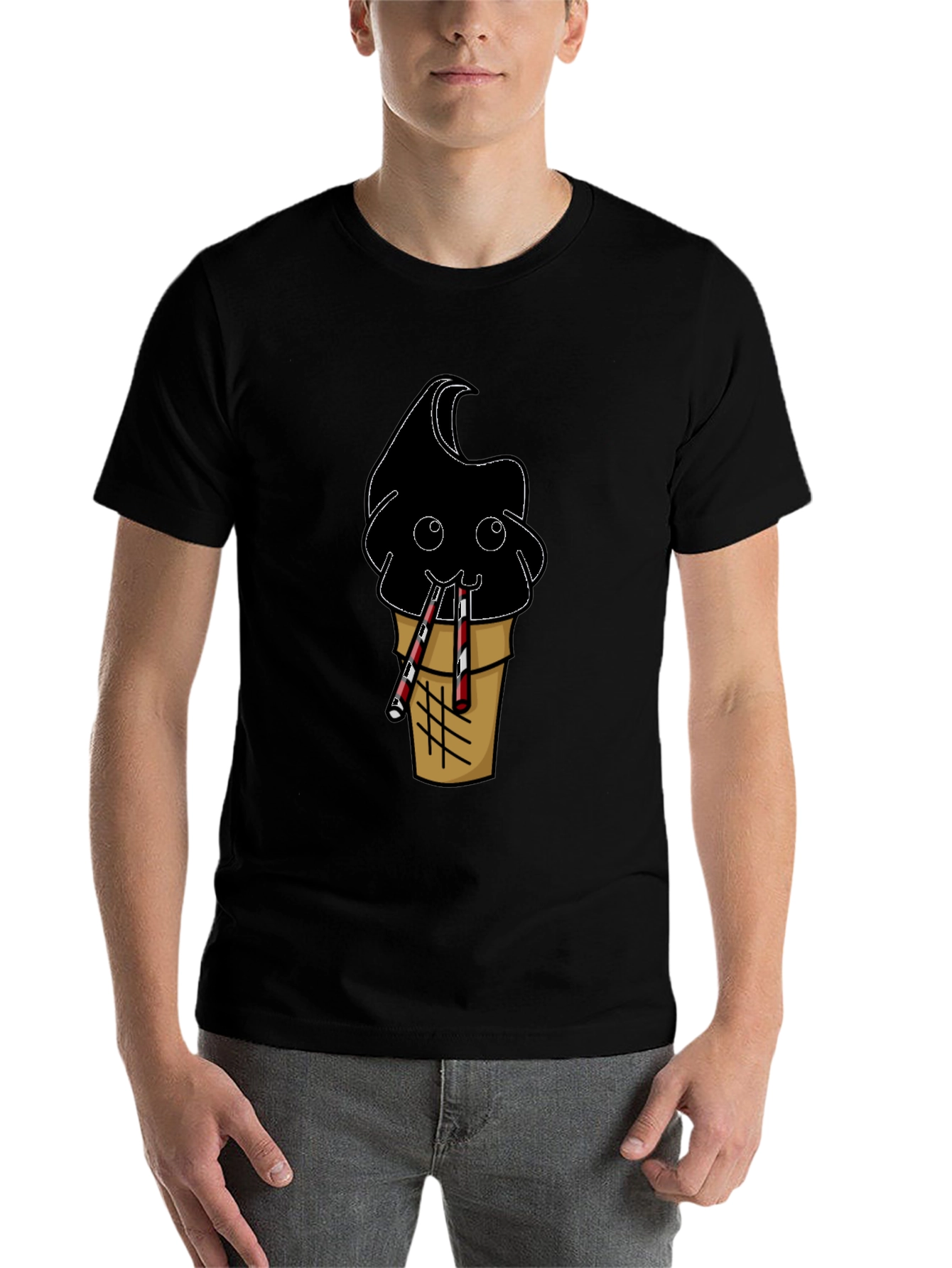 Black Fun Black Ice Cream Cone Graphic Tee view 7