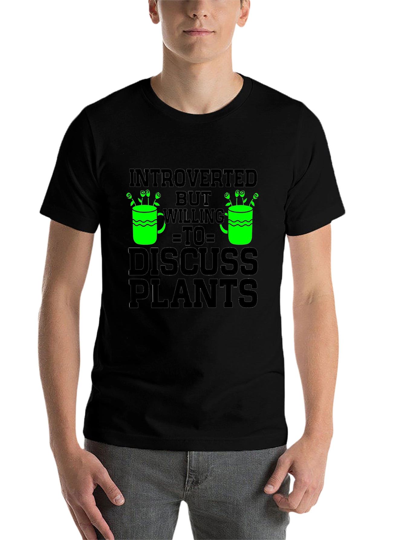 Black Introverted But Willing To Discuss Plants T-Shirt view 7