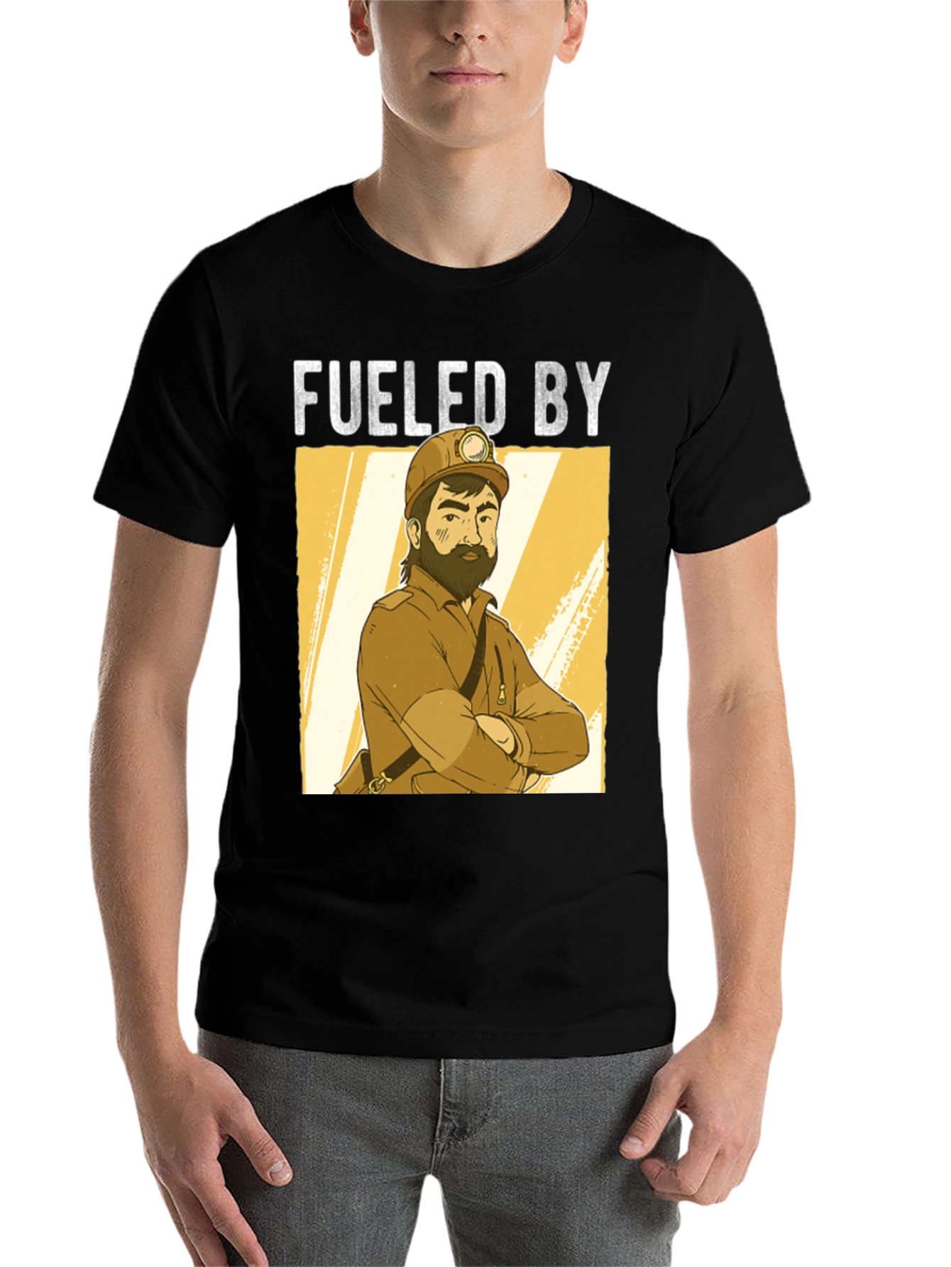 Black Fueled By Miner Cartoon Black T-Shirt view 7