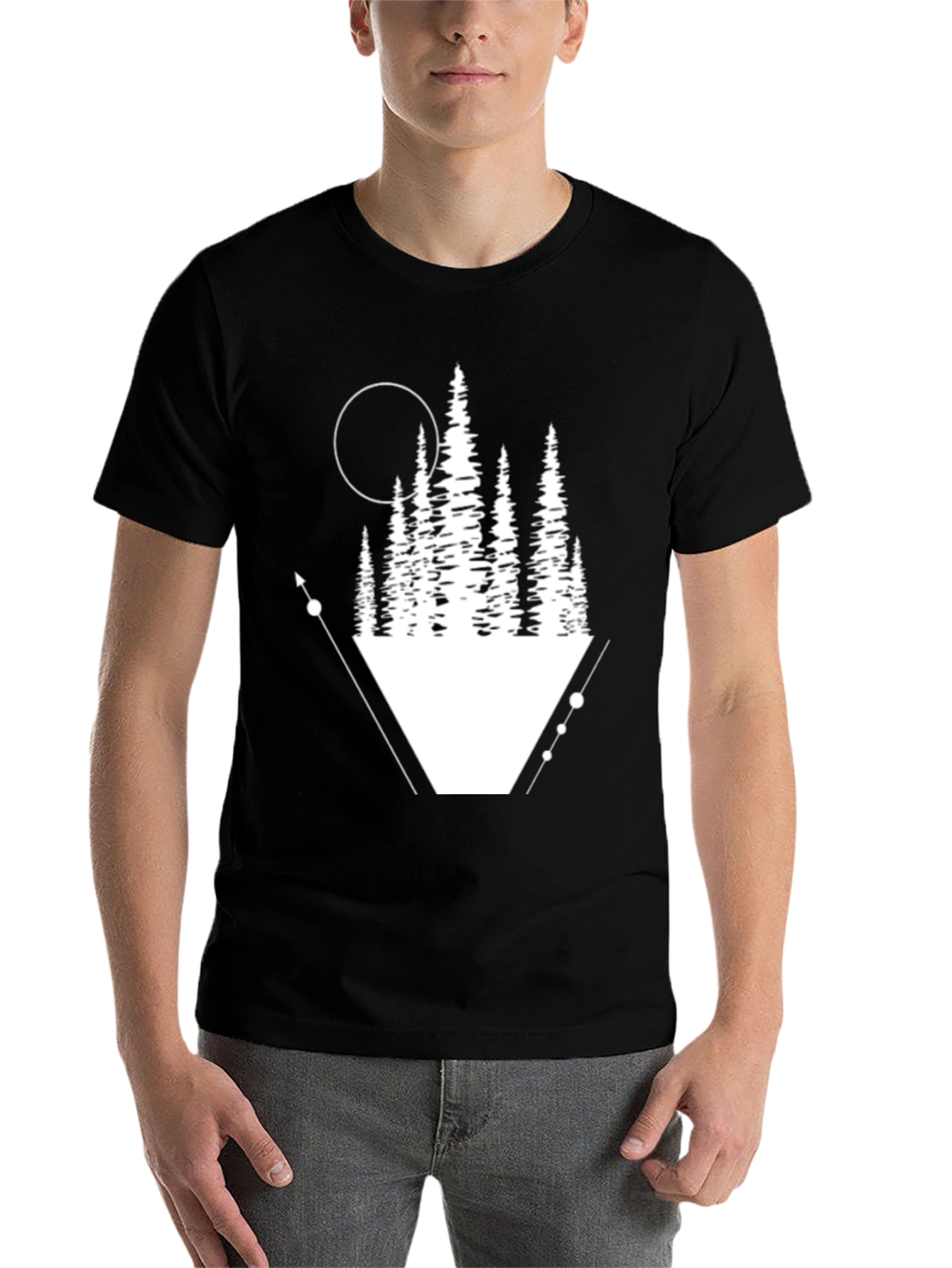 Geometric Forest Graphic Tee - Black T-Shirt - 7