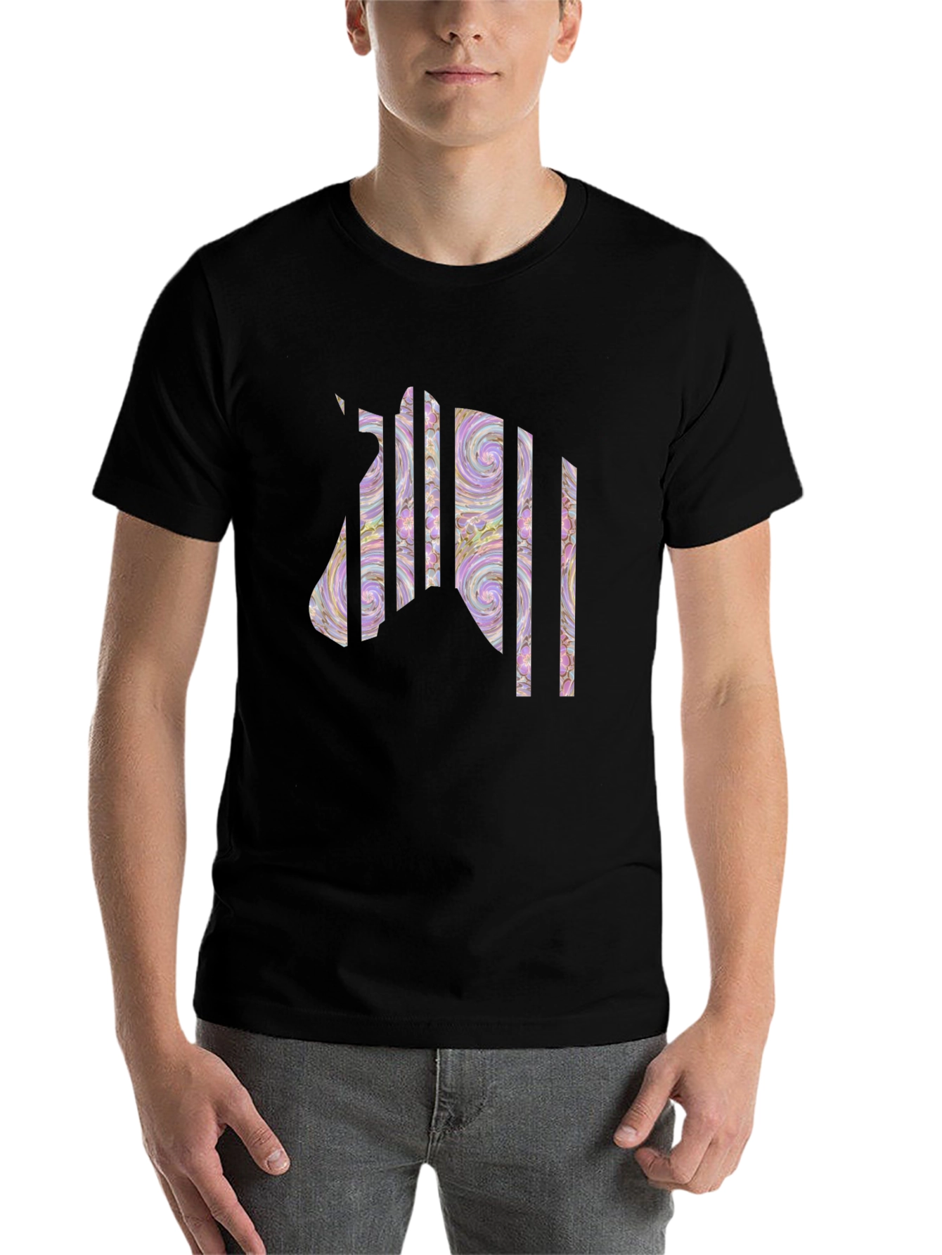 Black Abstract Zebra T-Shirt: Unique Graphic Tee view 7