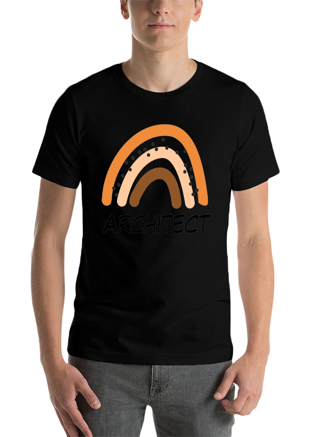 Black Architect Rainbow Graphic T-Shirt - Unisex Crew Neck view 7