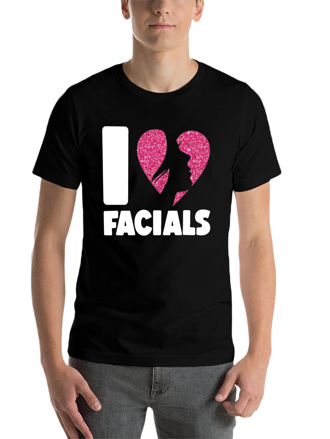 Black I Heart Facials T-Shirt Funny Graphic Tee view 7