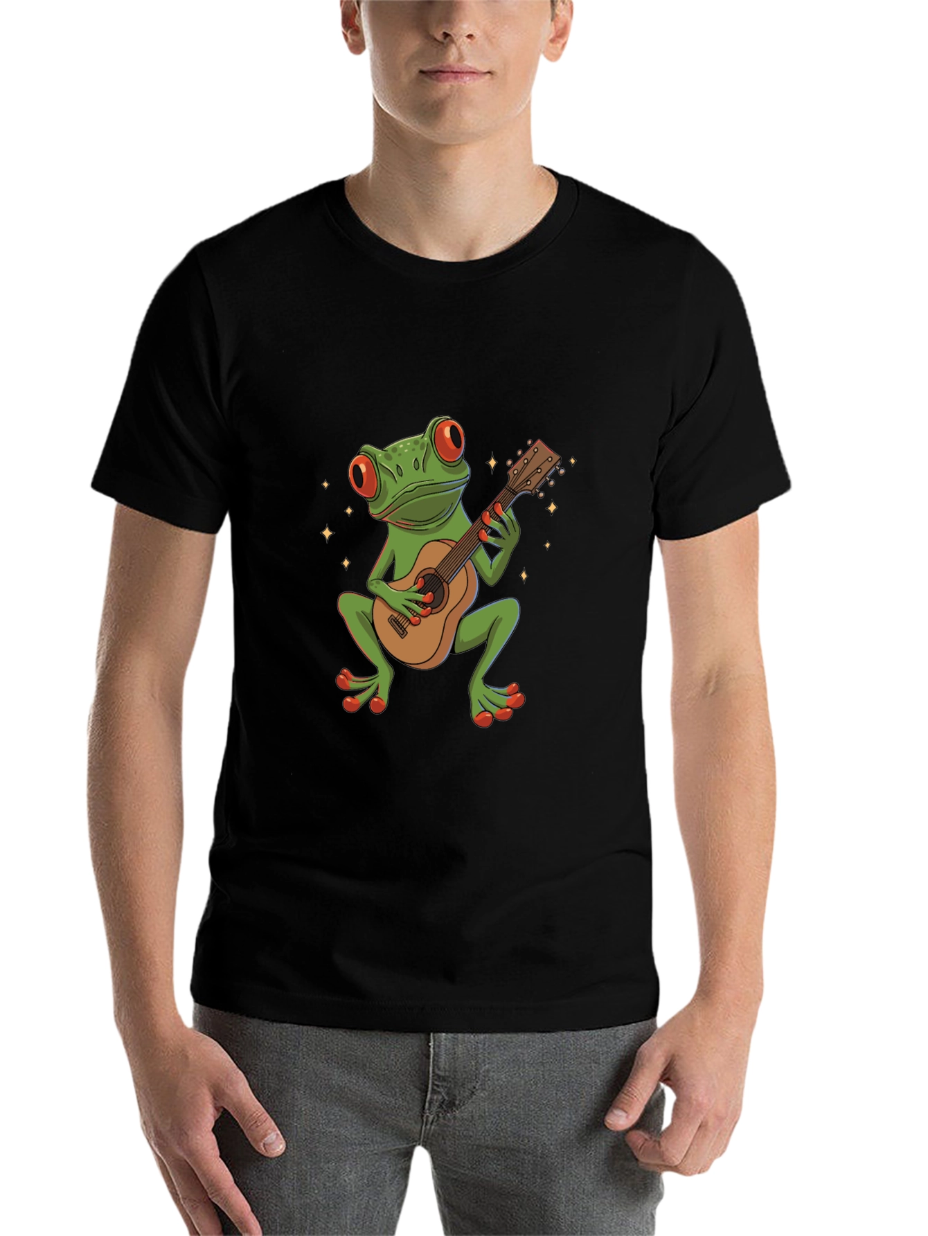 Black Frog Guitarist Graphic Tee - Unique Music Lover Shirt view 7