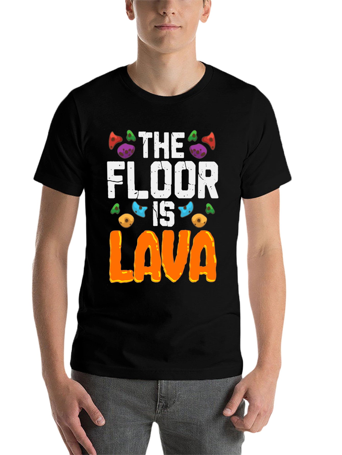 Black The Floor Is Lava T-Shirt view 7