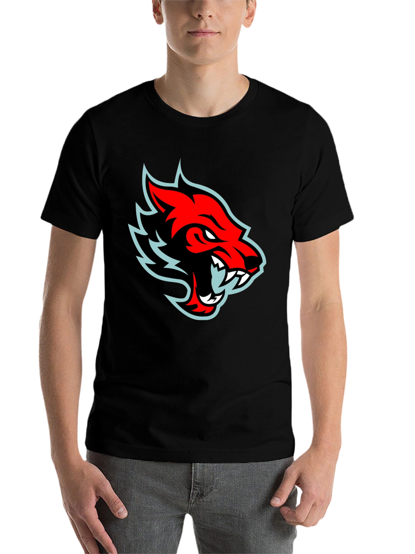 Black Red Wolf Graphic Tee - Cool Black T-Shirt view 7