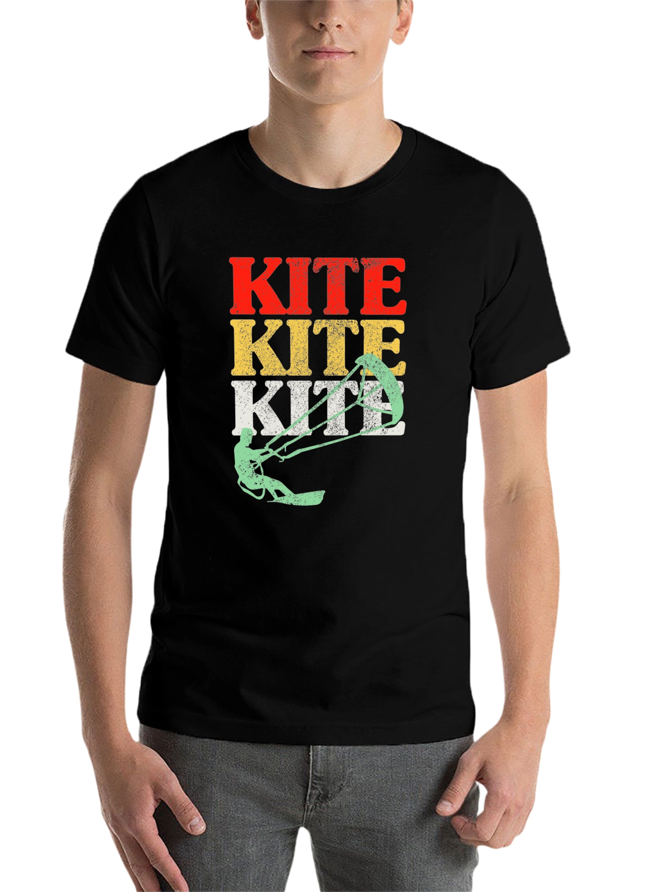 Black Kiteboarding T-Shirt - Vintage Style Kitesurfing Tee view 7