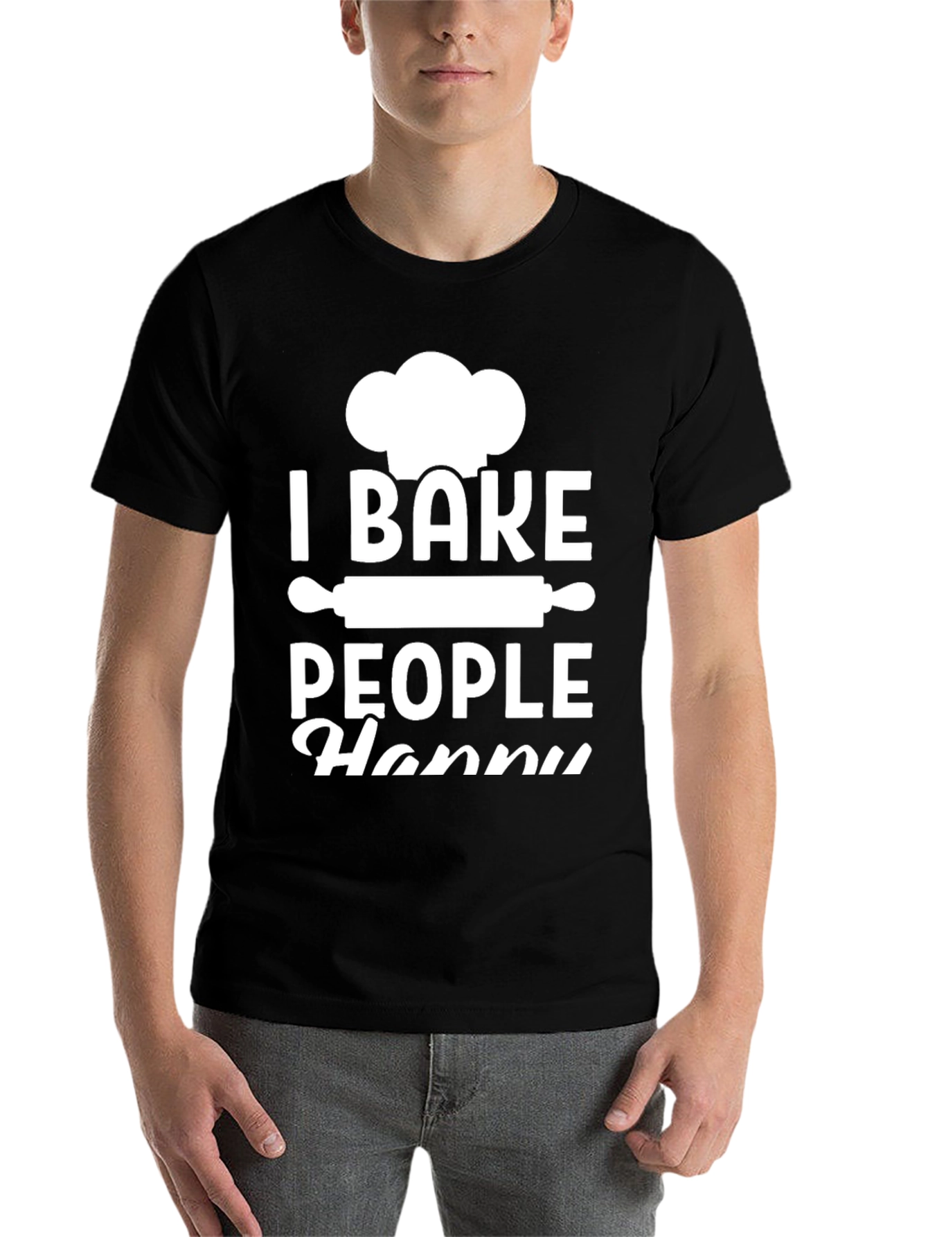 Black I Bake People Happy T-Shirt view 7