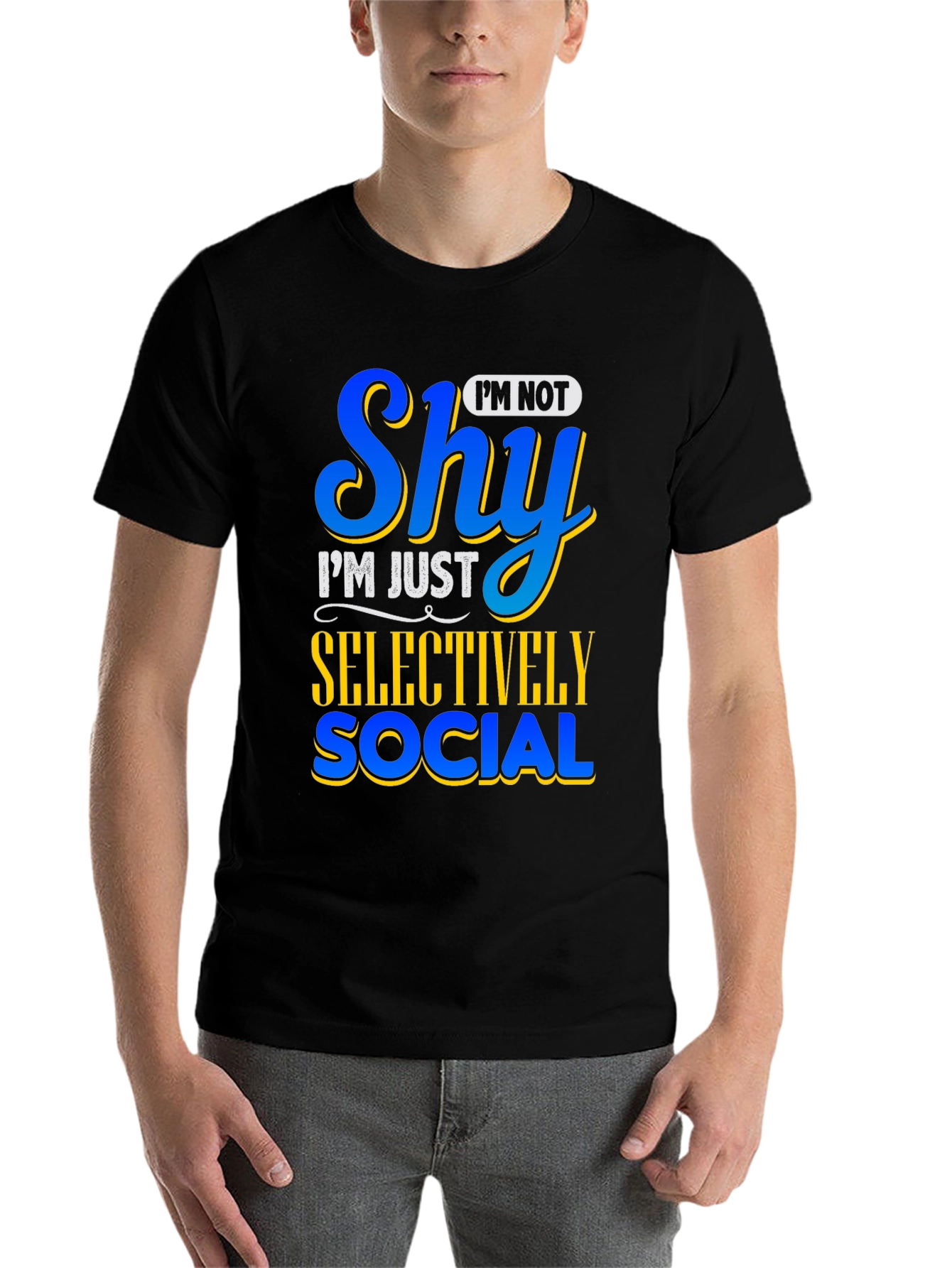 Black I'm Not Shy T-Shirt - Selectively Social Tee view 7