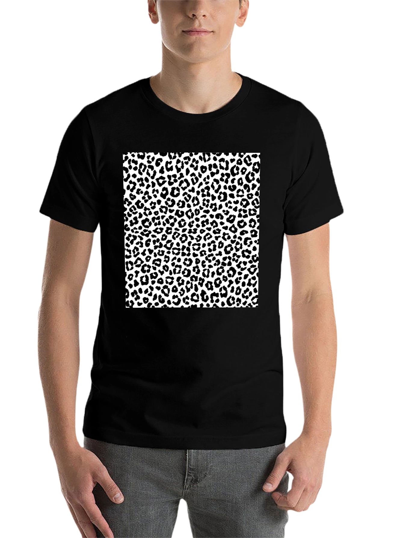 Black Leopard Print Graphic Tee - Black view 7