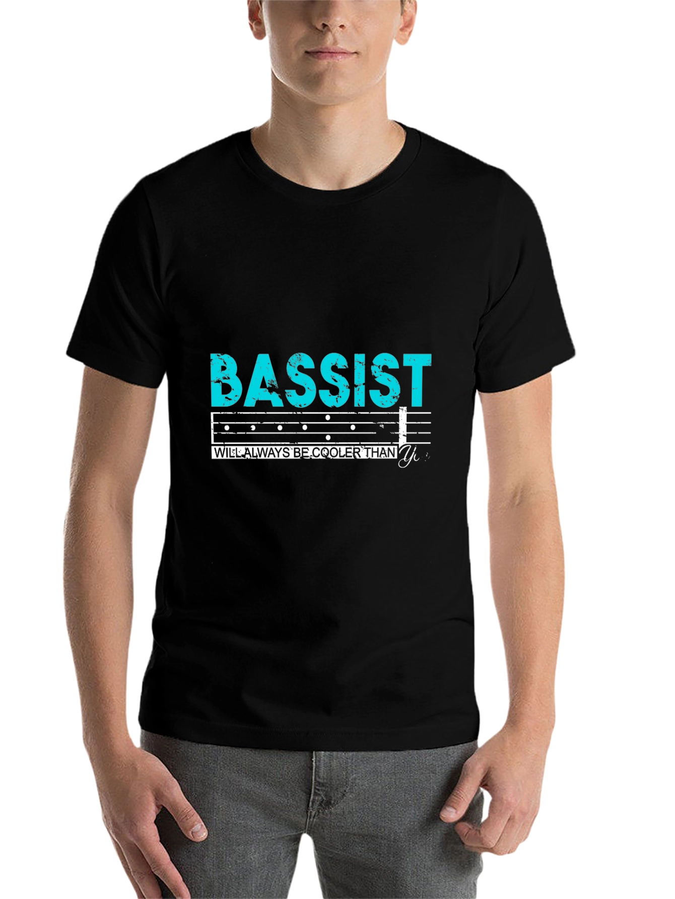 Black Cool Bassist T-Shirt - Musical Humor Tee view 7