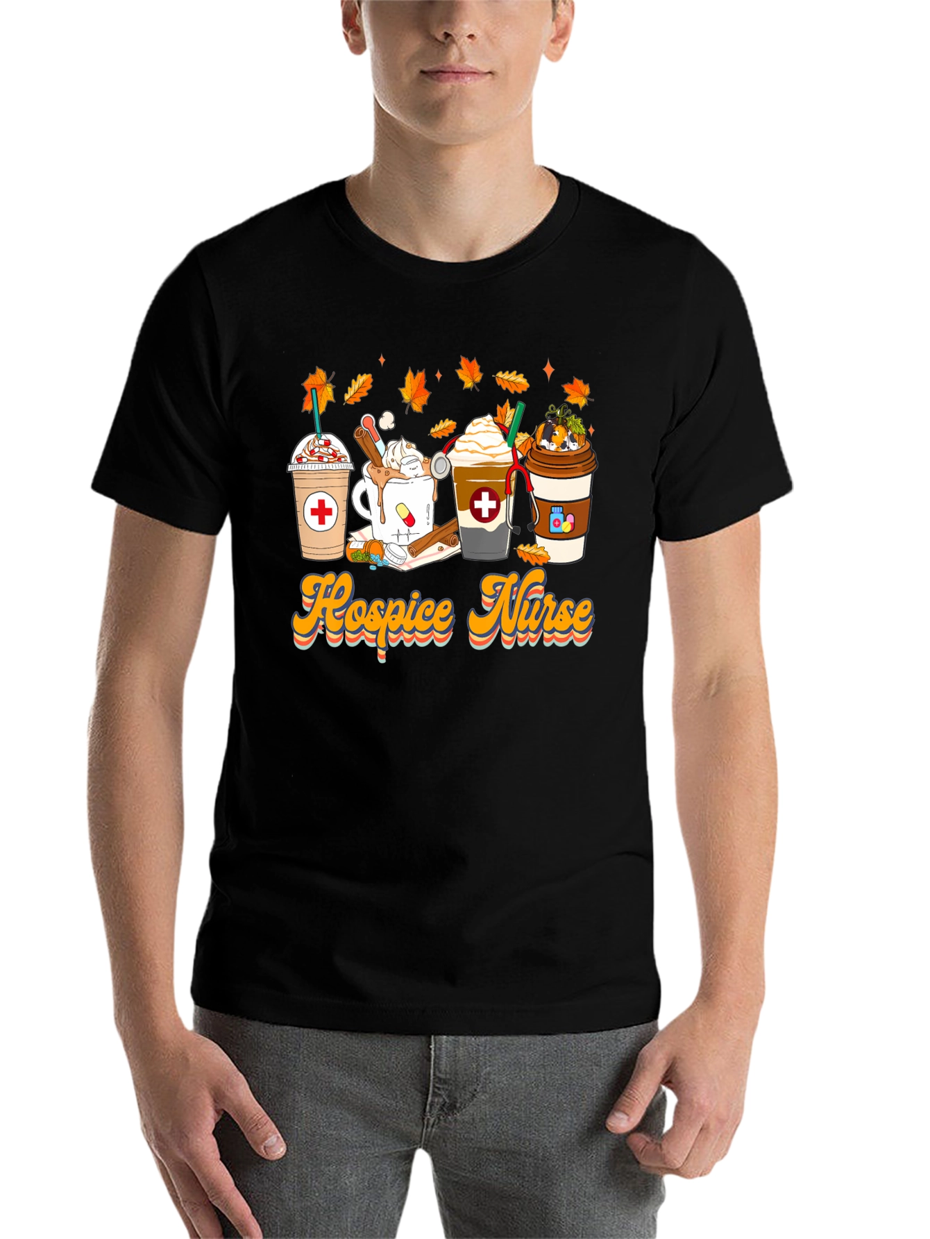 Black Hospice Nurse Fall Coffee T-Shirt view 7