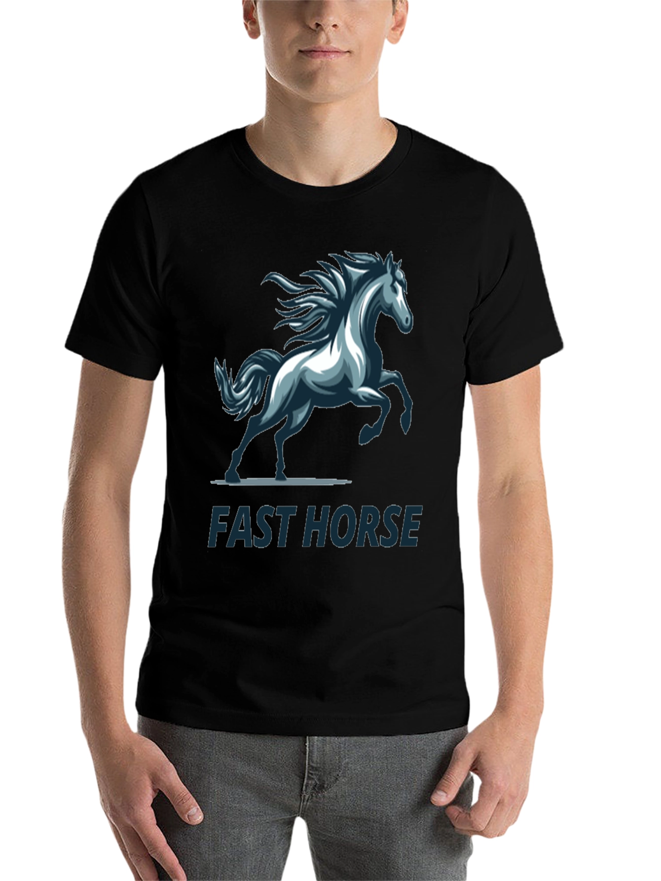 Black Fast Horse Graphic T-Shirt - Stylish Men's Tee view 7