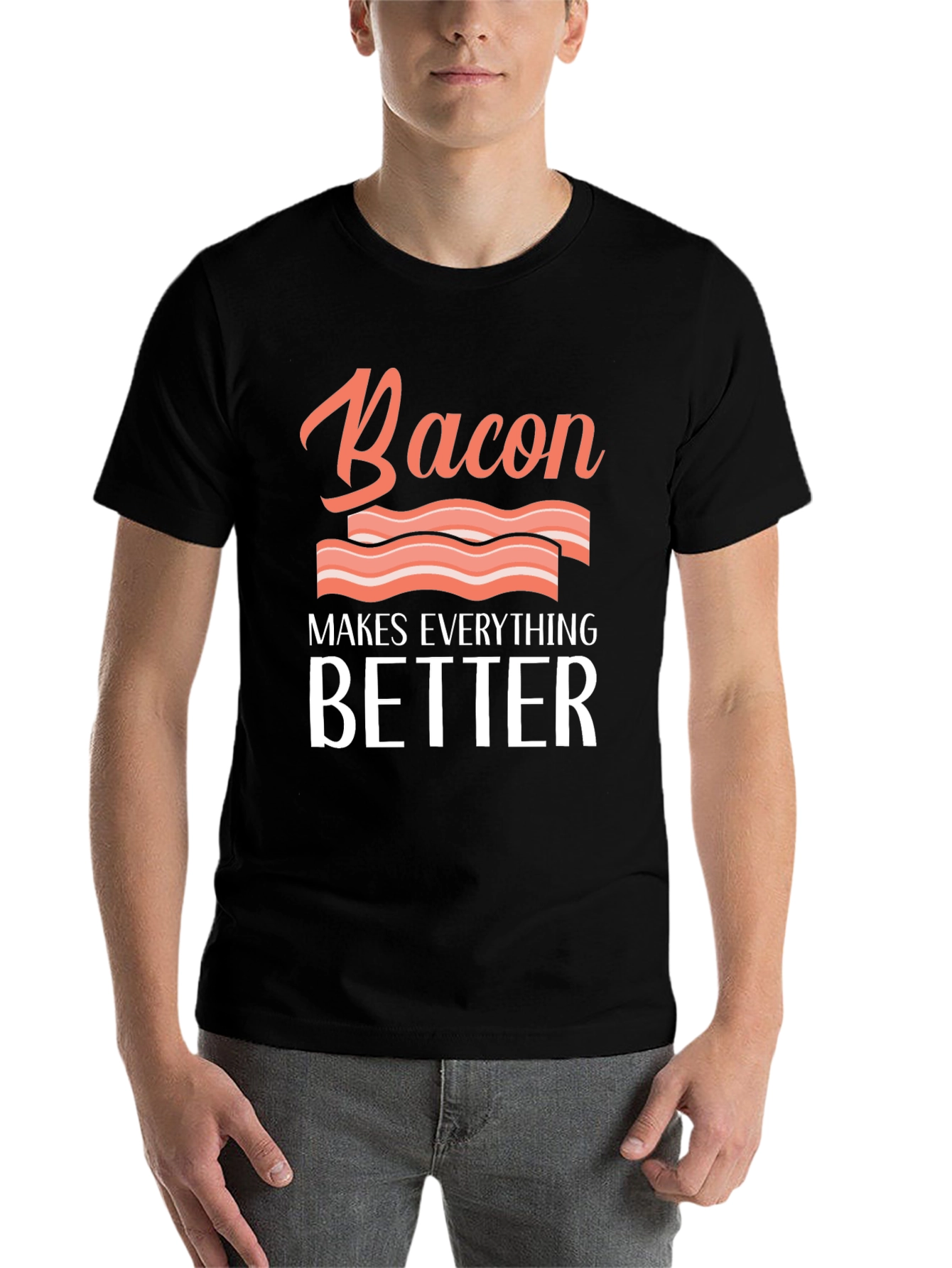 Black Bacon Makes Everything Better Graphic Tee view 7
