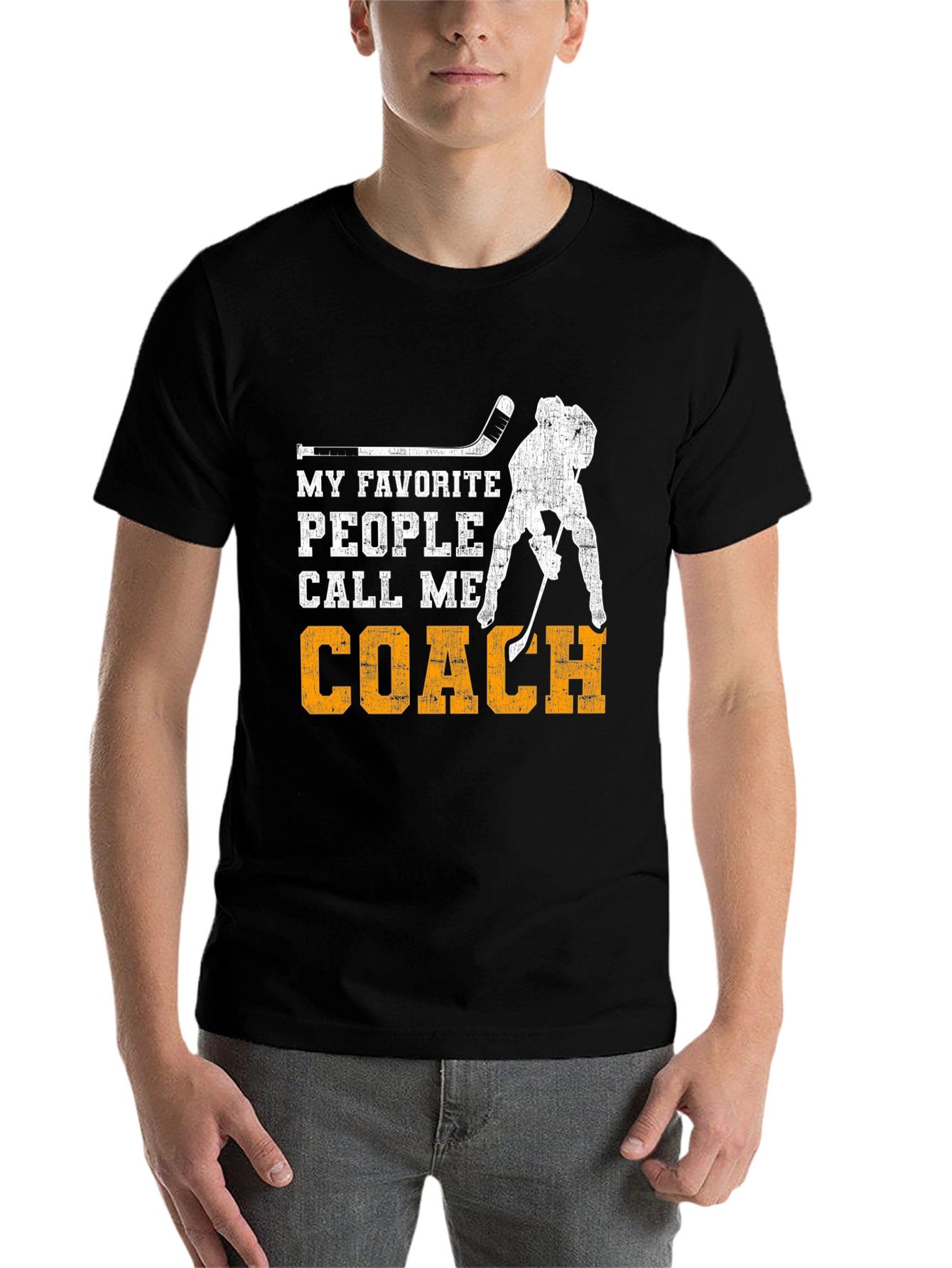 Black Hockey Coach T-Shirt - My Favorite People Call Me Coach view 7
