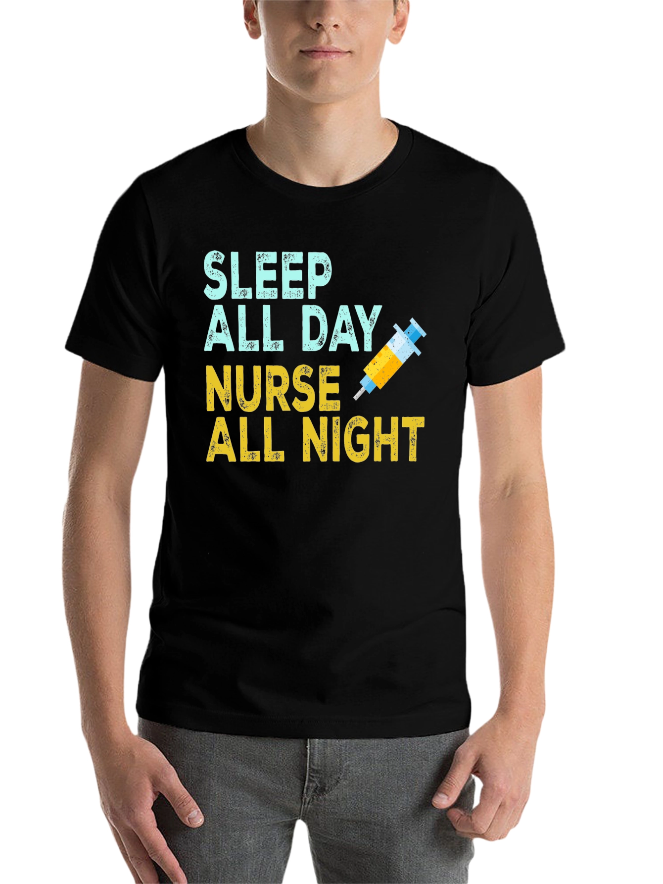 Black Nurse Sleep All Day T-Shirt view 7