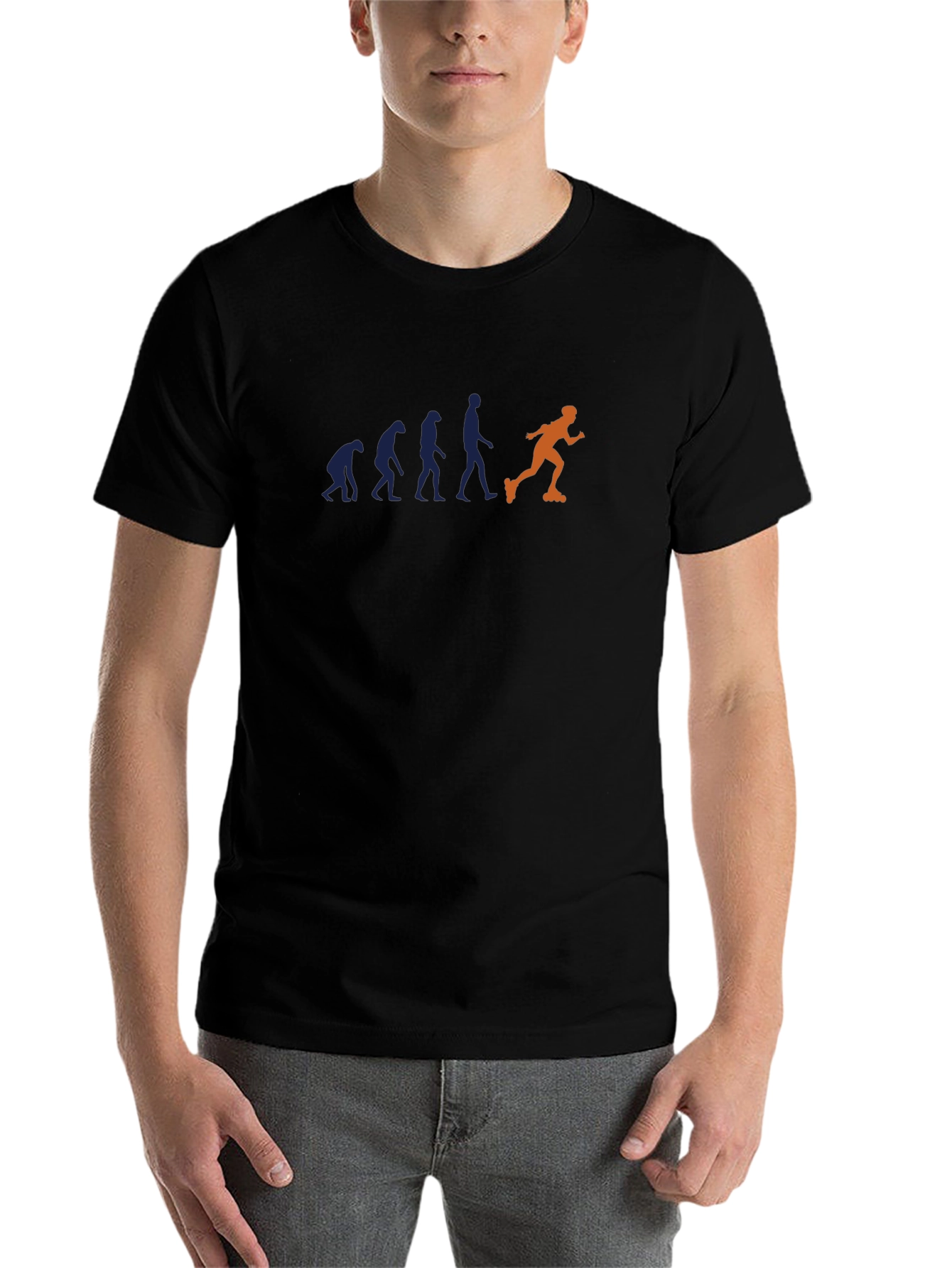 Black Evolution of Inline Skating Men's Black T-Shirt view 7