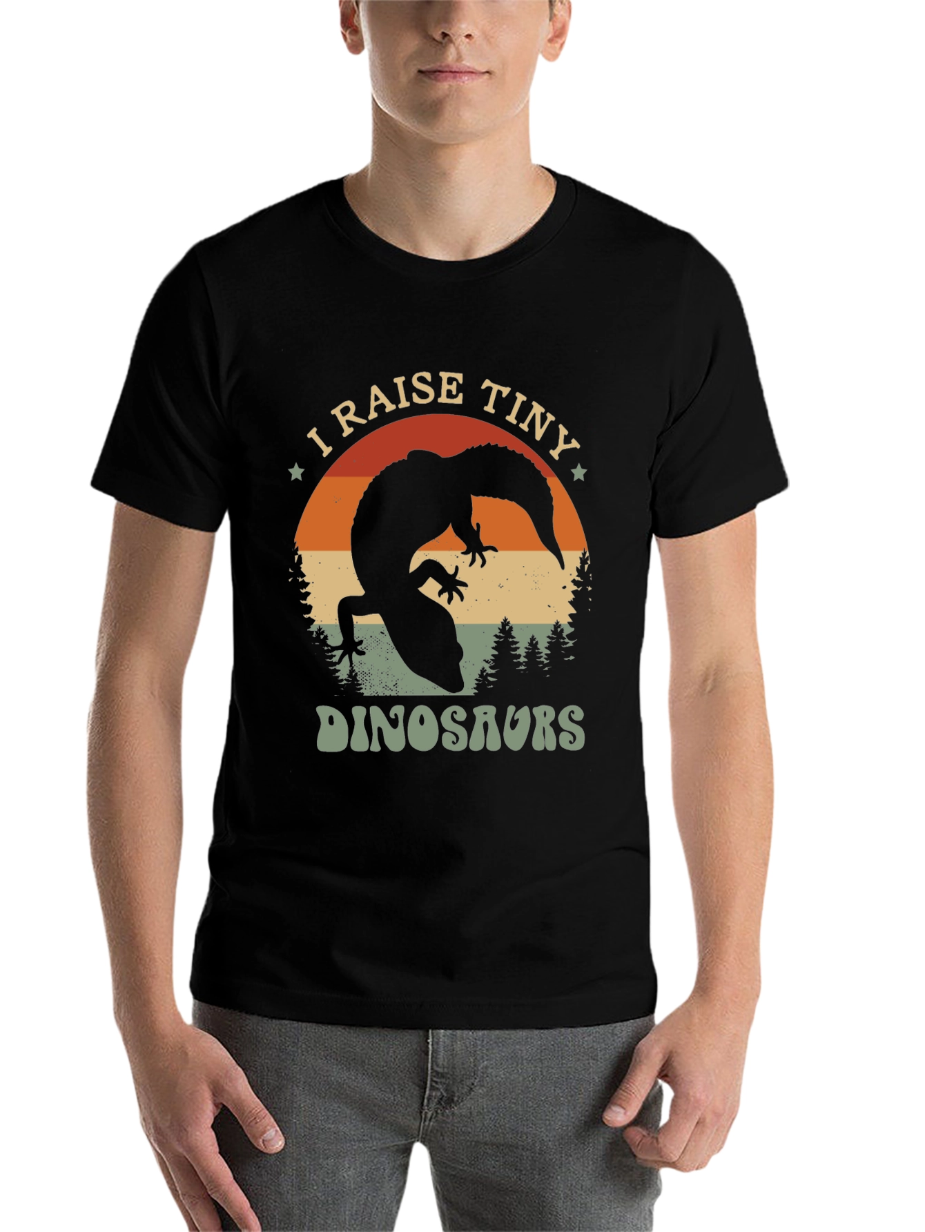 Black I Raise Tiny Dinosaurs T-Shirt view 7