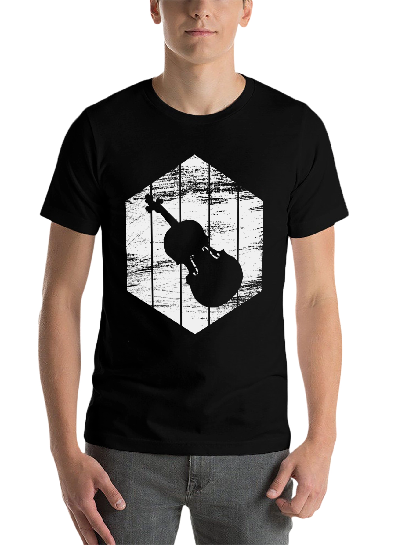 Black Violin Silhouette Graphic Tee view 7