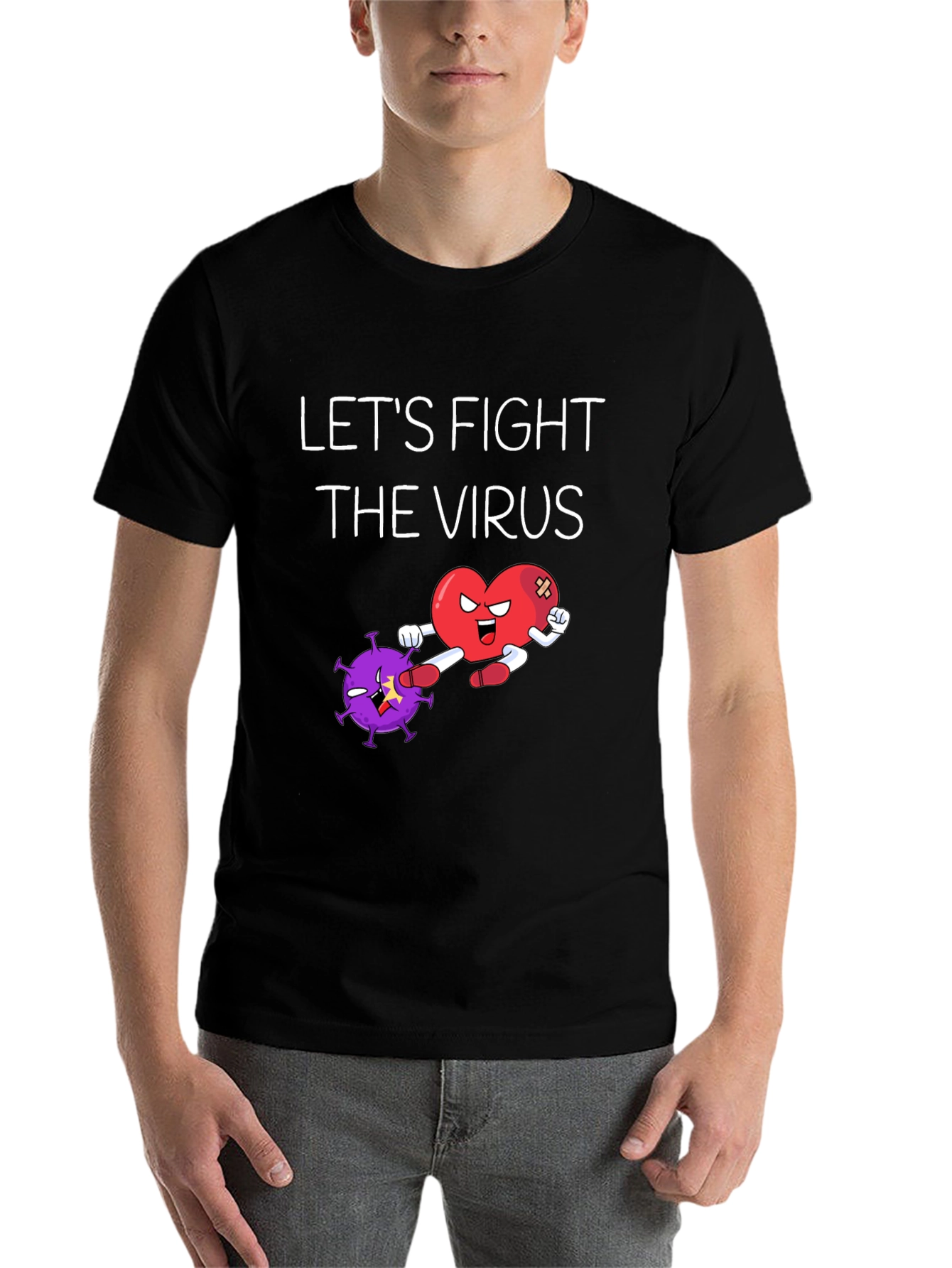 Black Let's Fight The Virus Graphic Tee view 7