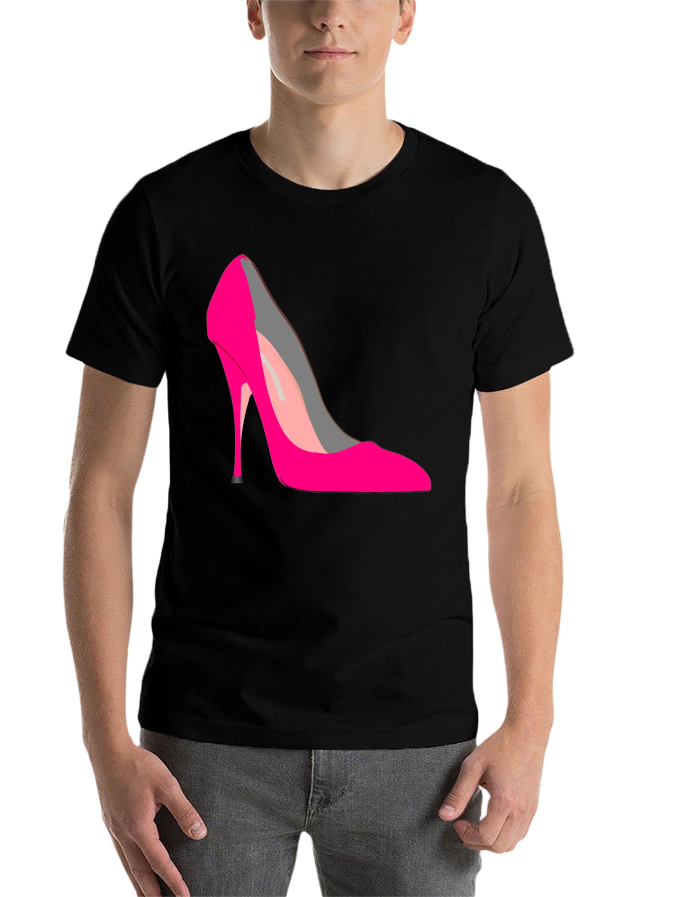 Black Hot Pink High Heel Graphic Tee view 7