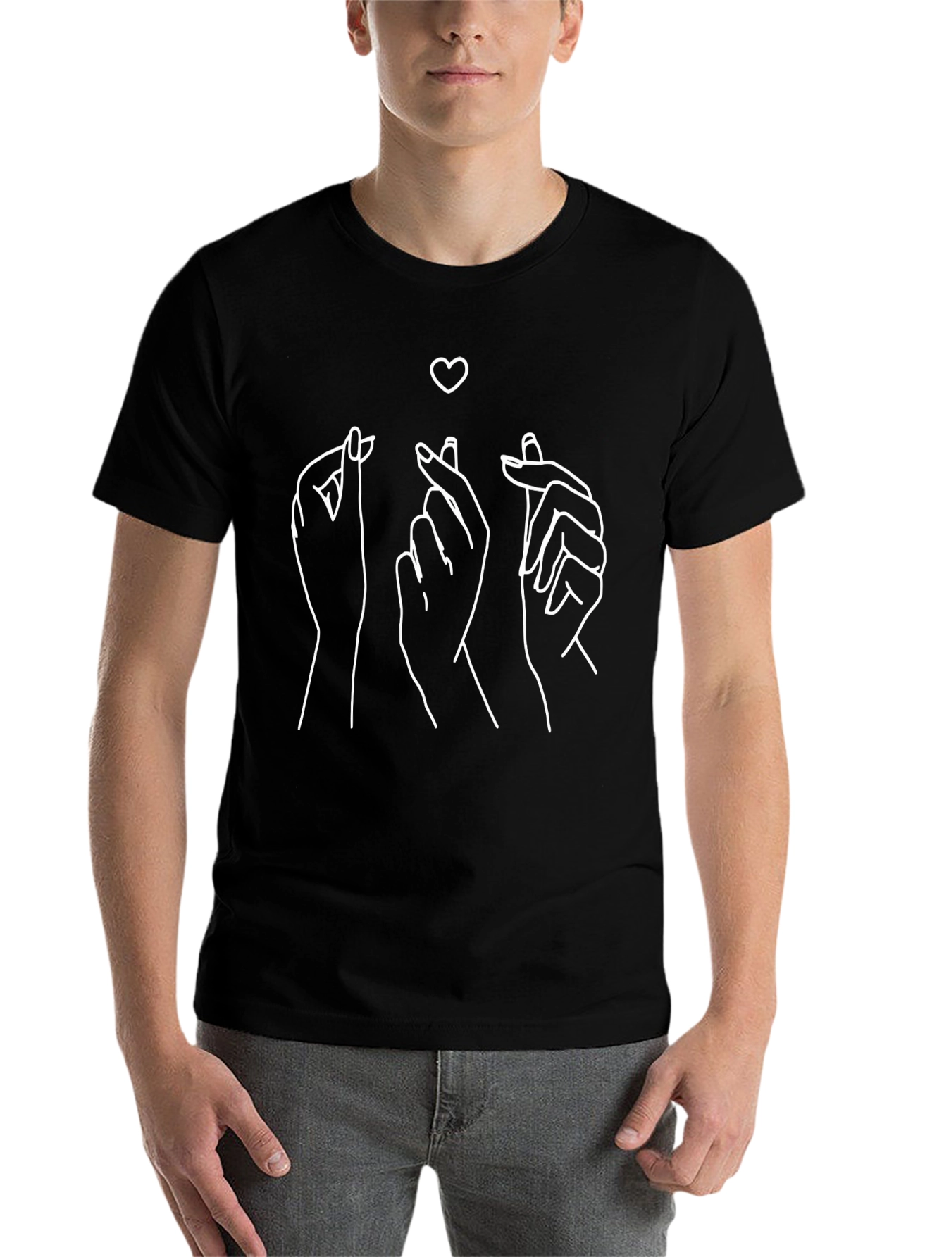 Black Love Sign Hands Graphic Tee - Black view 7