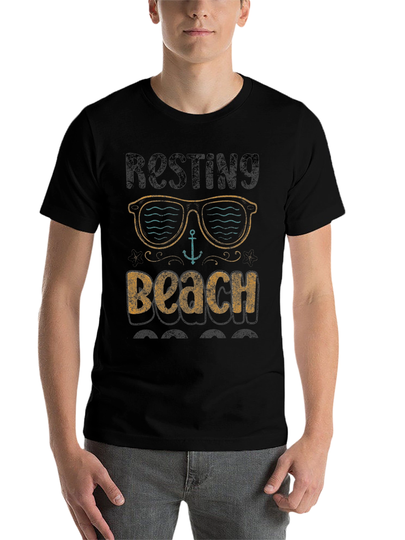 Black Resting Beach T-Shirt - Relaxed Fit view 7