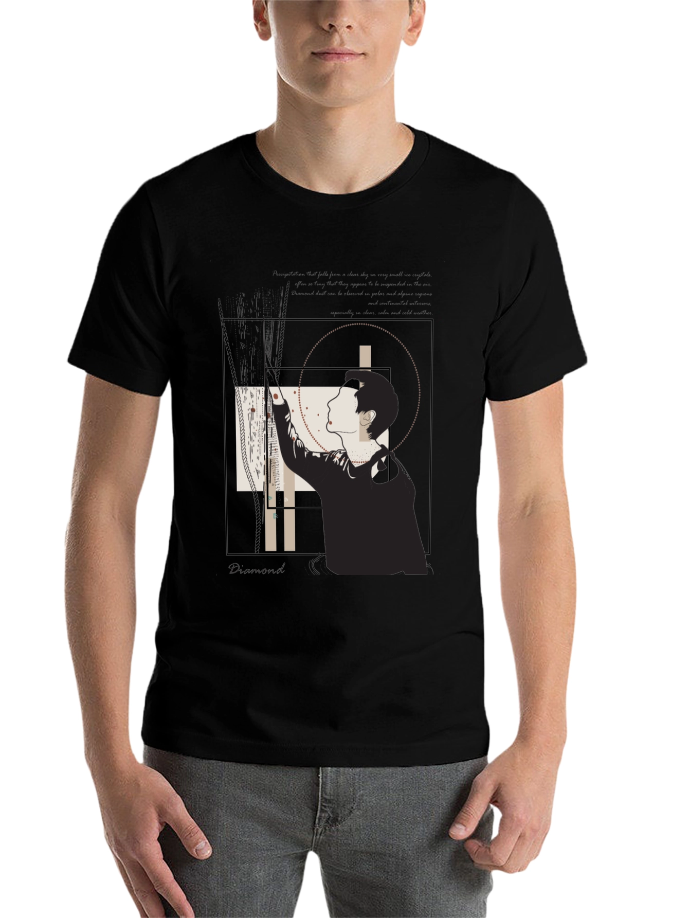 Black Geometric Graphic Black T-Shirt view 7