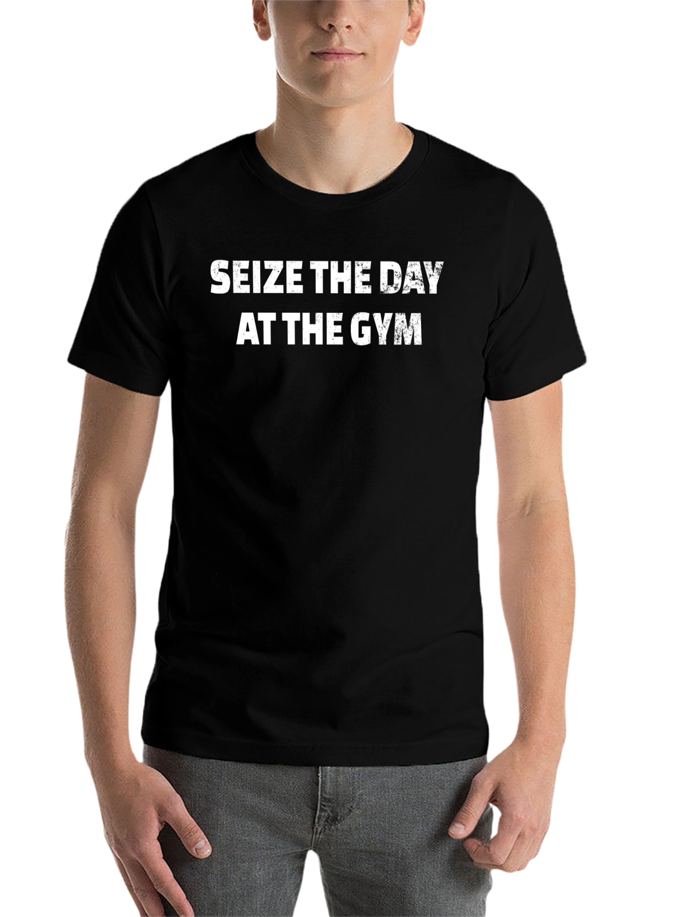 Black Seize the Day Gym T-Shirt - Black Cotton Blend view 7
