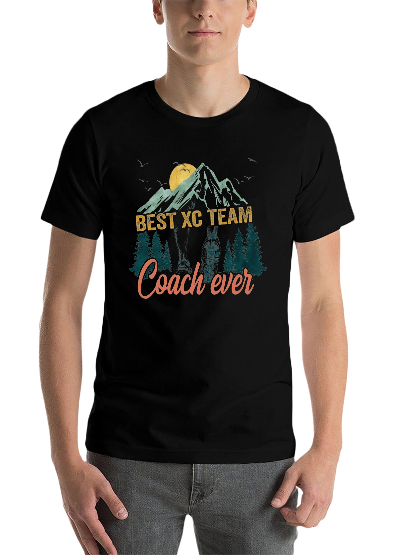 Black Best XC Team Coach Ever Mountain T-Shirt view 7