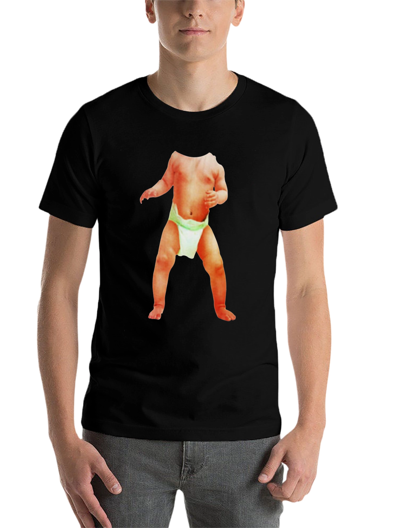 Black Black T-Shirt with Baby Image view 7
