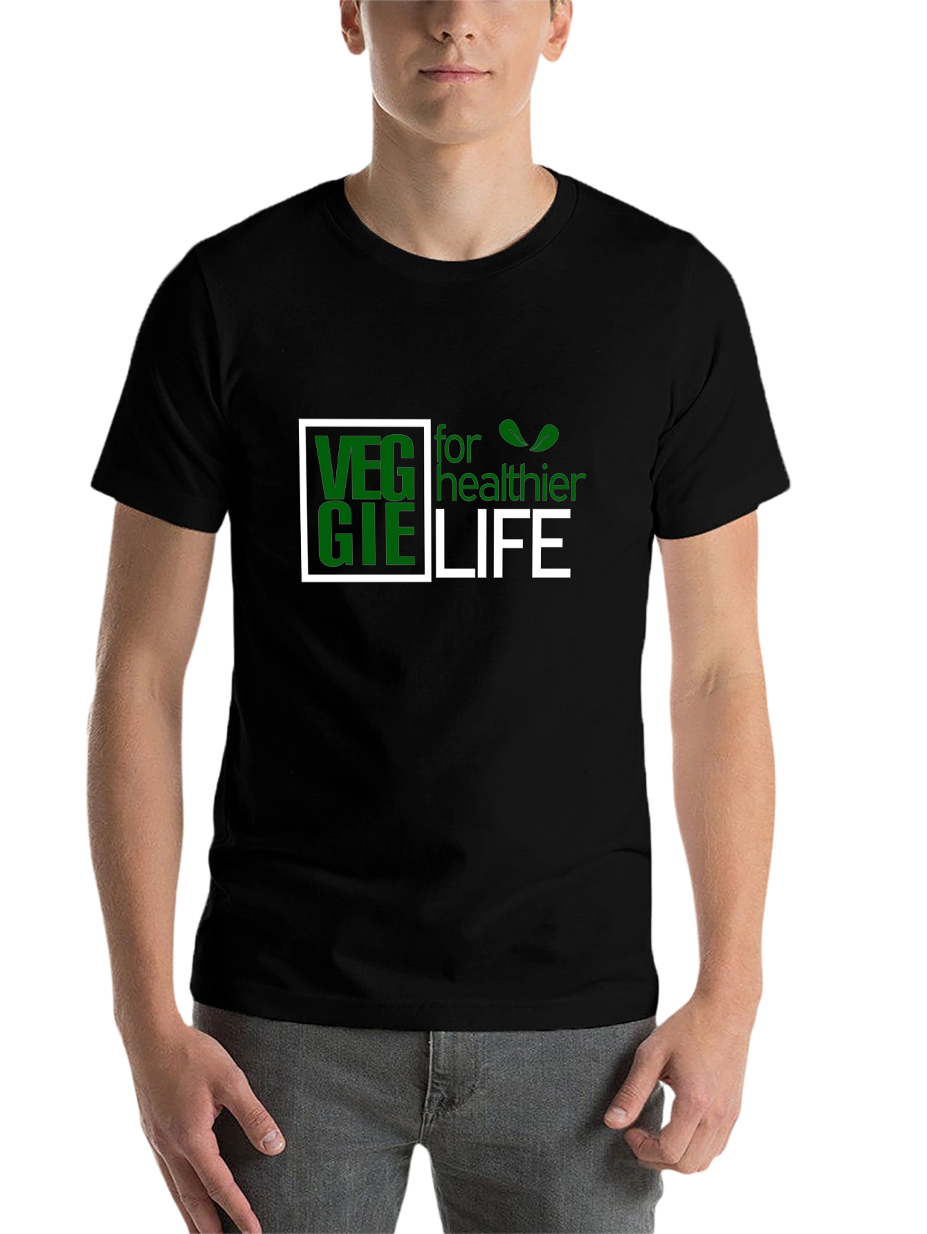 Black Veggie for Healthier Life Black T-Shirt view 7
