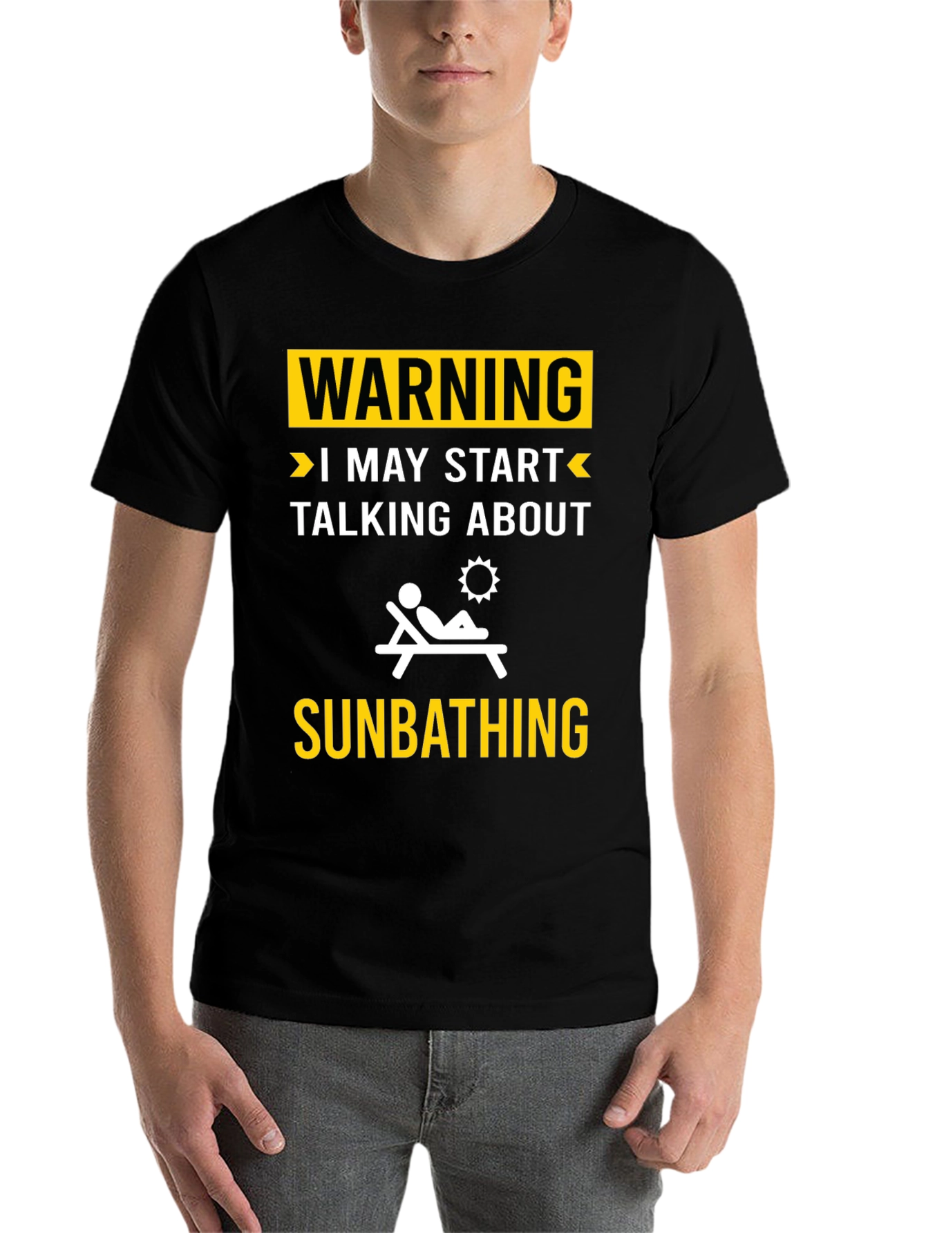 Black Warning: May Start Talking About Sunbathing T-Shirt view 7