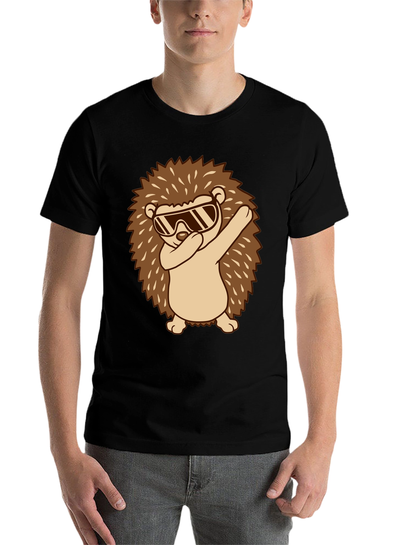 Black Dabbing Hedgehog Graphic Tee - Cool & Fun! view 7