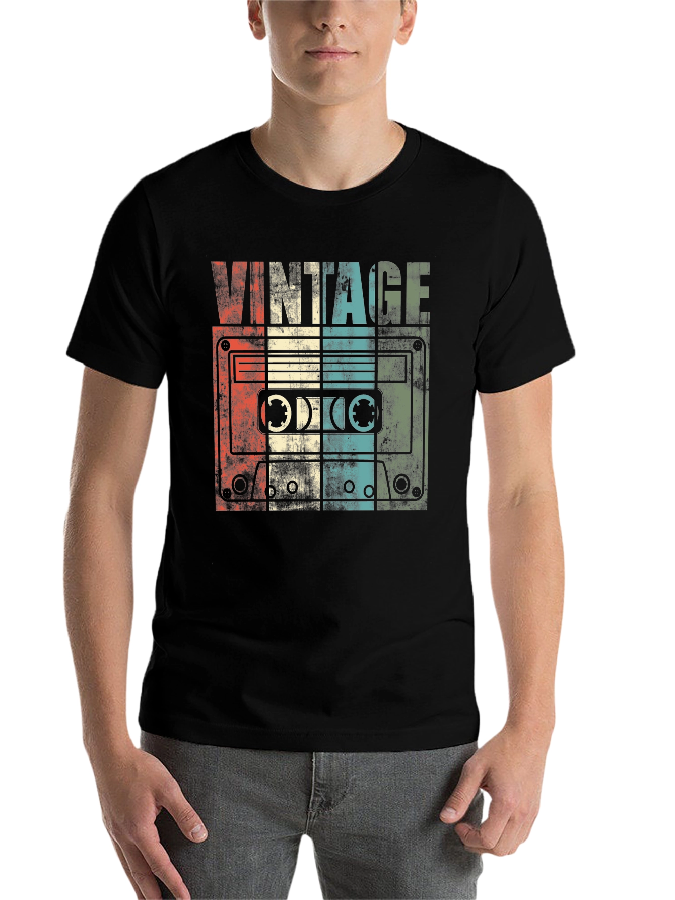 Black Vintage Cassette Tape Graphic T-Shirt view 7