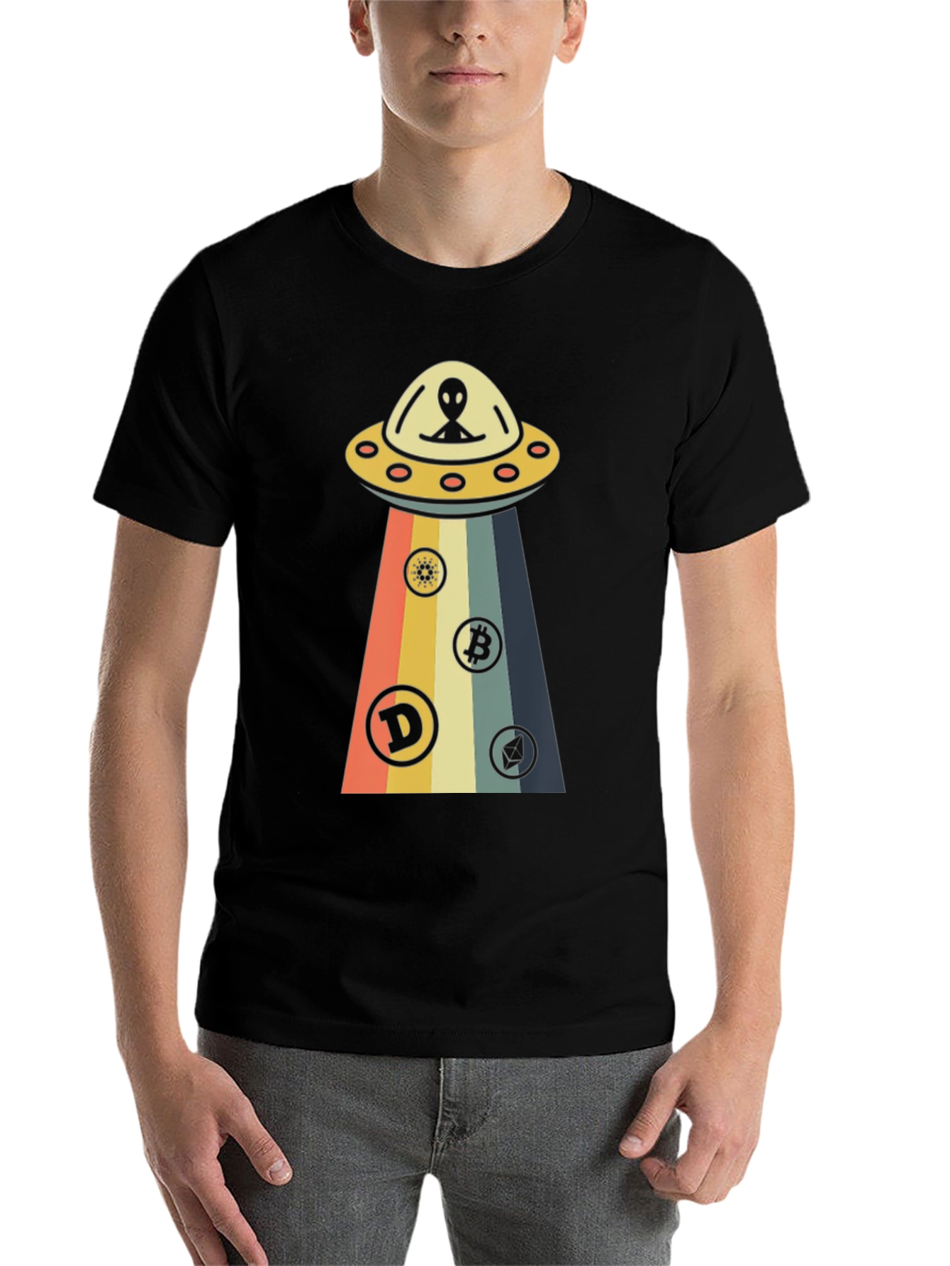 Black Alien UFO Cryptocurrency T-Shirt view 7